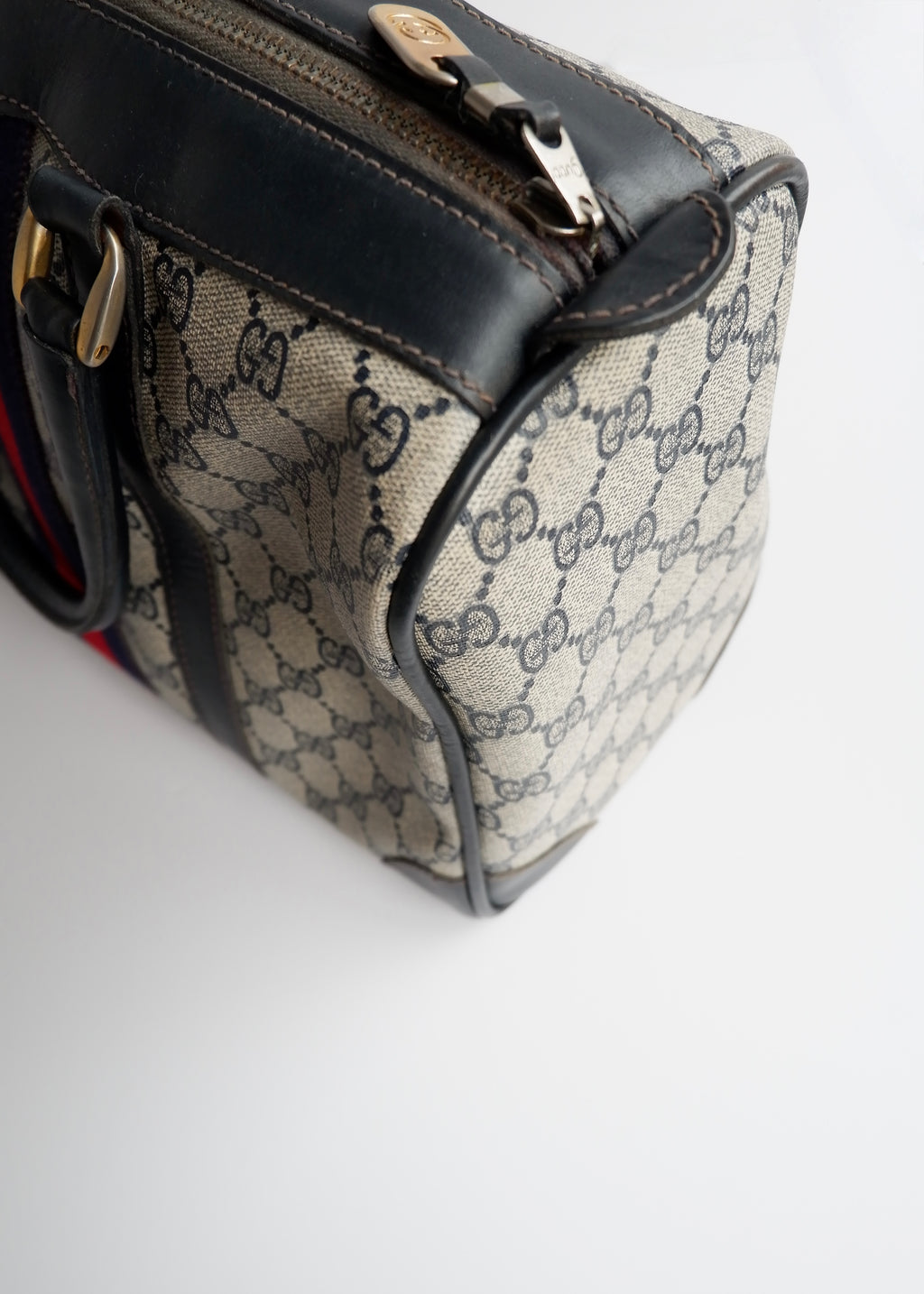 Authentic Preowned Vintage Gucci Navy Boston Bag