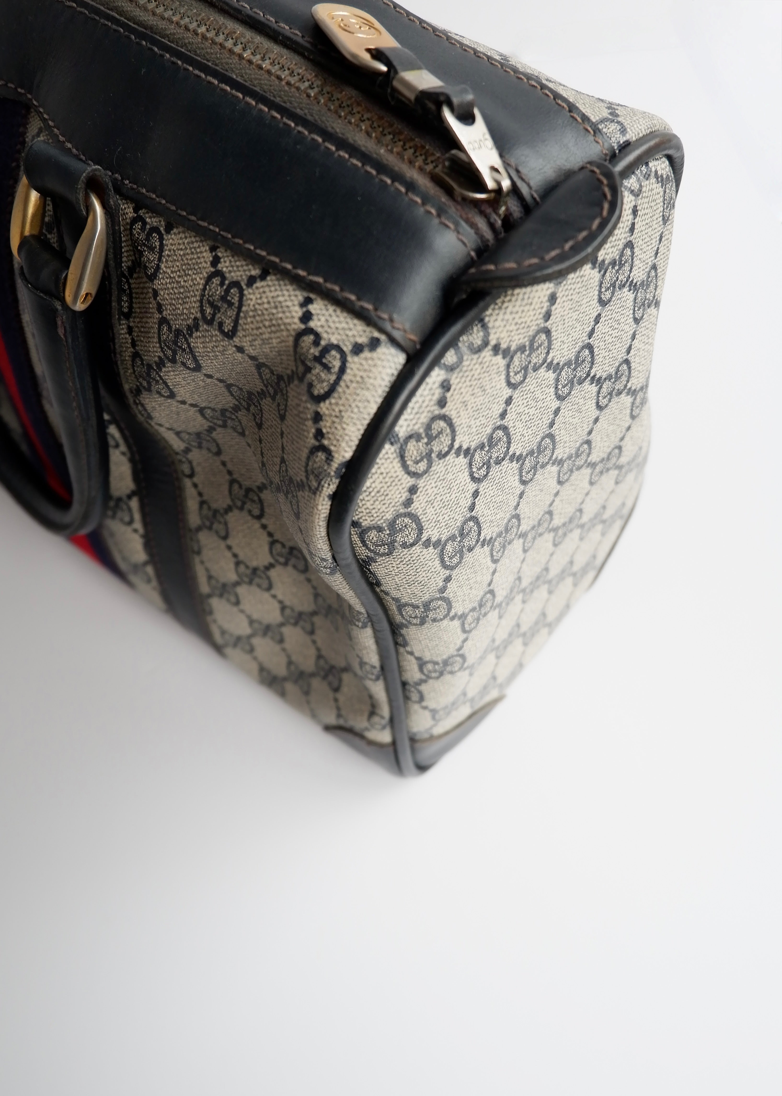 Authentic Preowned Vintage Gucci Navy Boston Bag