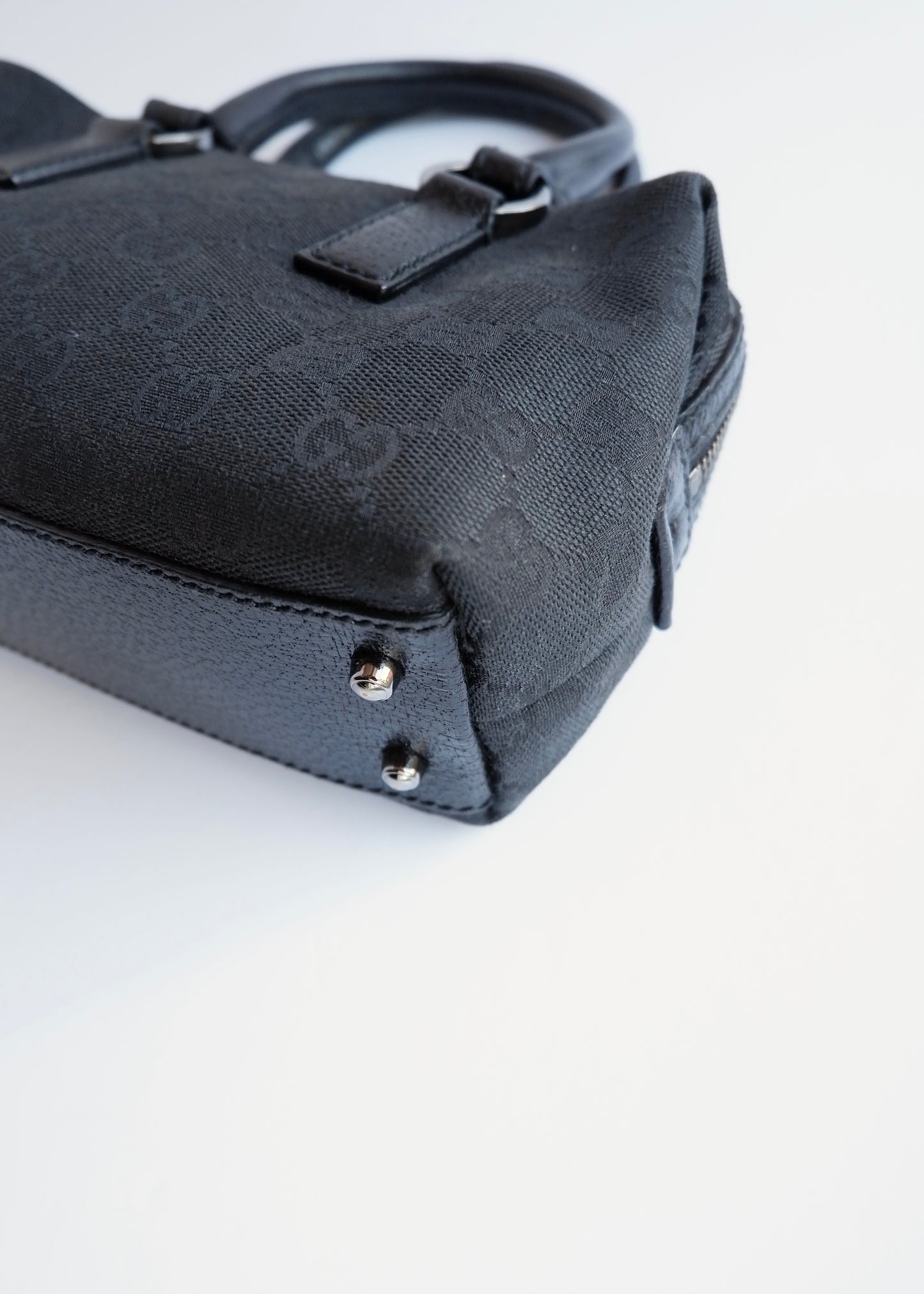 Authentic Preowned Gucci Black GG Canvas Mini Boston Bag