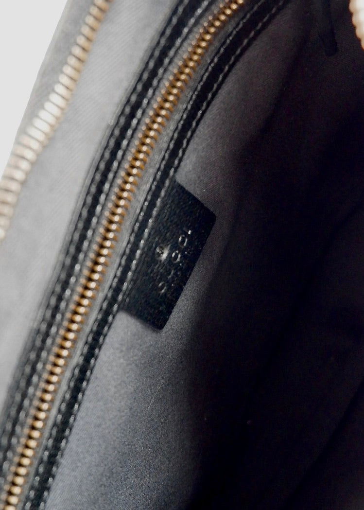 Sac à bandoulière Gucci d'occasion authentique en cuir noir avec mors