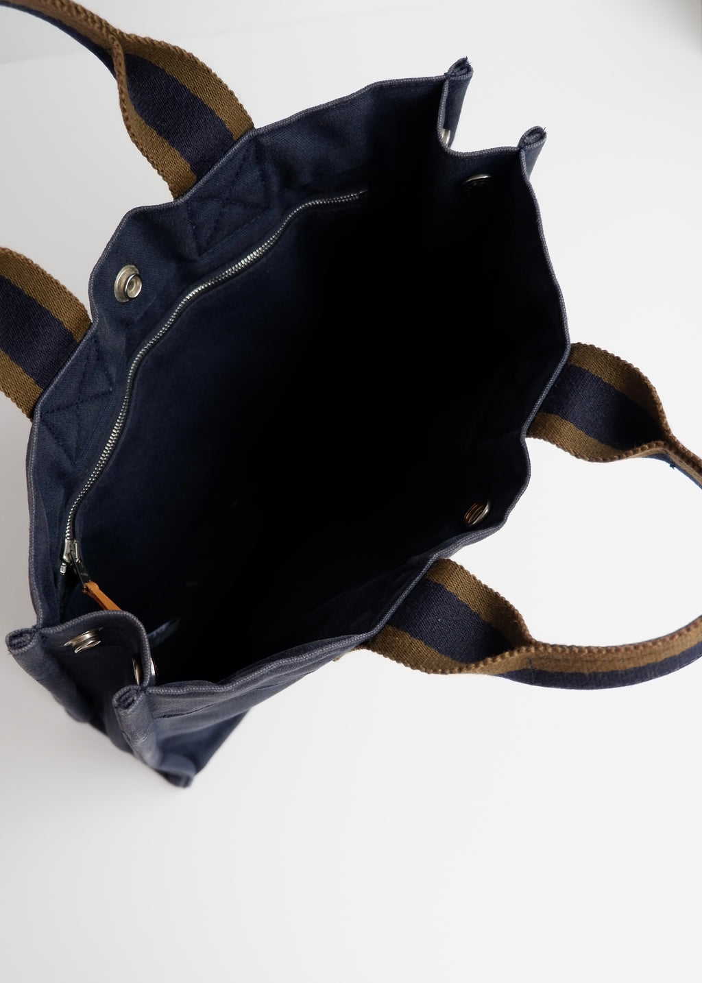 Sac cabas Hermes Fourre Tout PM toile marine authentique d'occasion