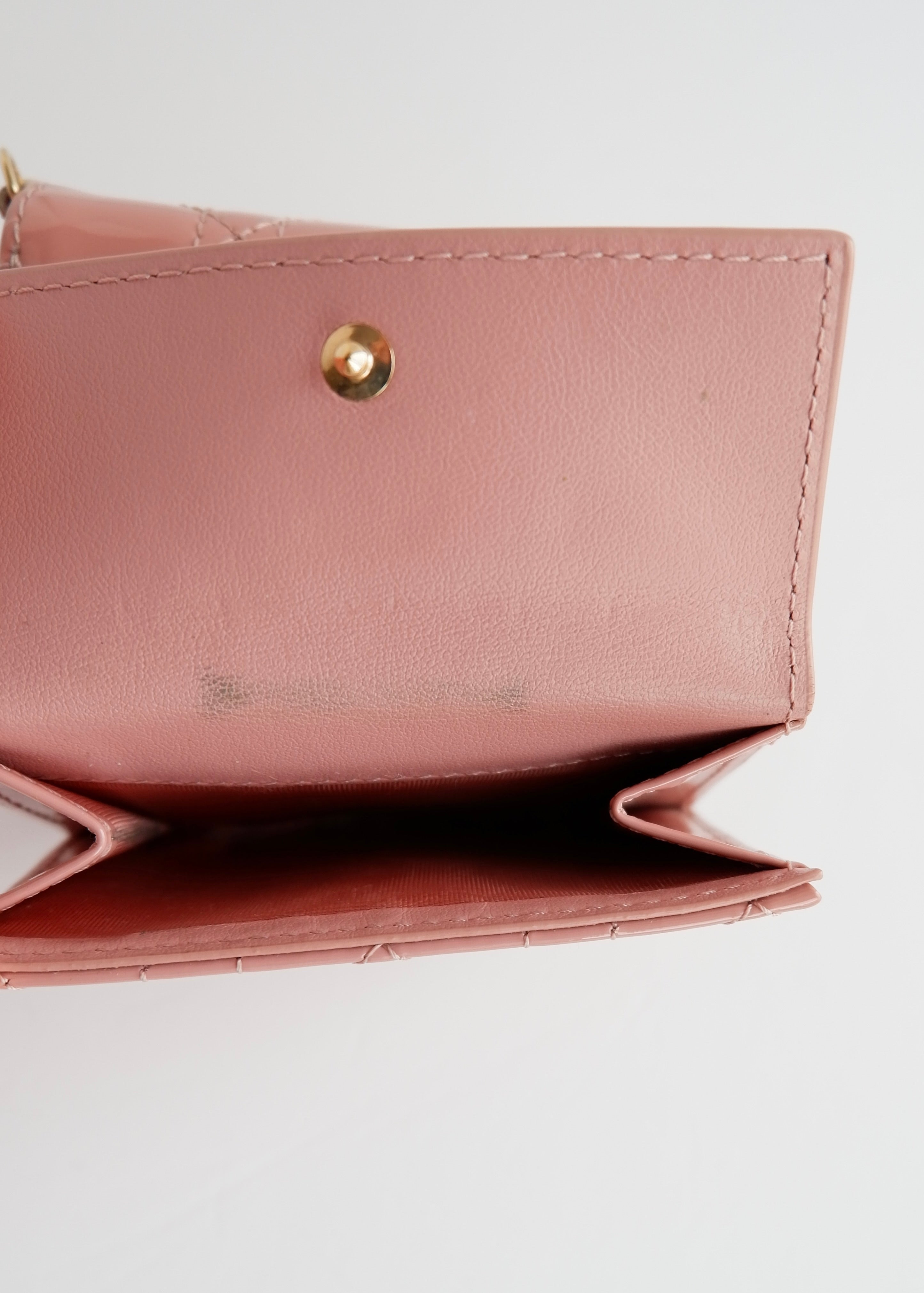 Authentic Preowned Dior Dusty Rose Patent Leather Lotus Wallet