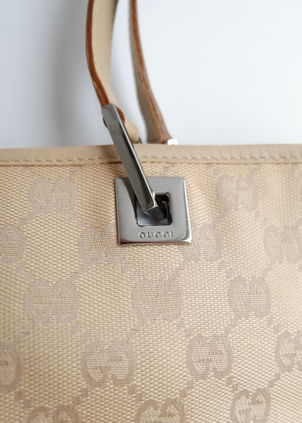 Authentic Preowned Gucci Light Beige GG Canvas Shoulder Tote