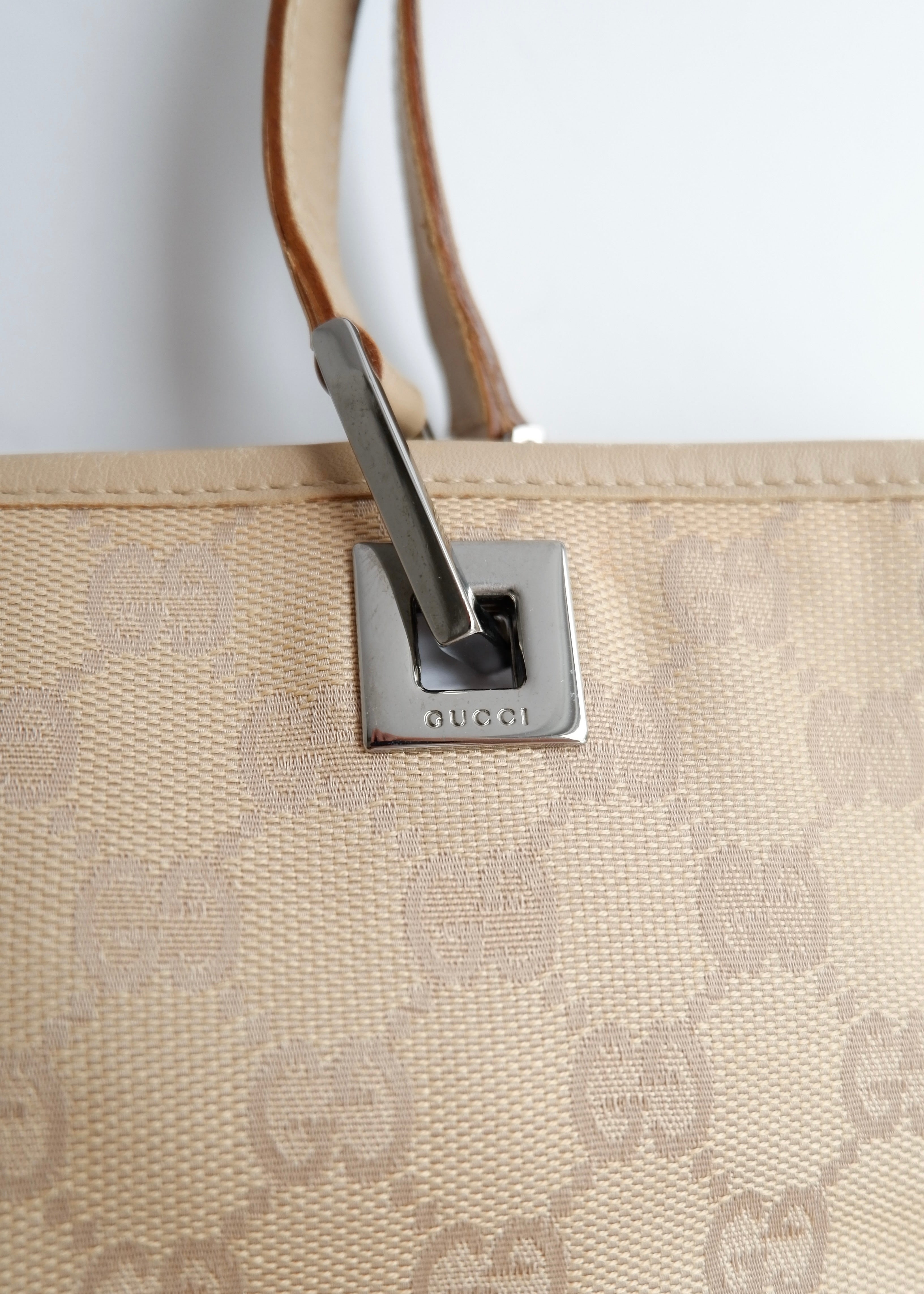 Authentic Preowned Gucci Light Beige GG Canvas Shoulder Tote