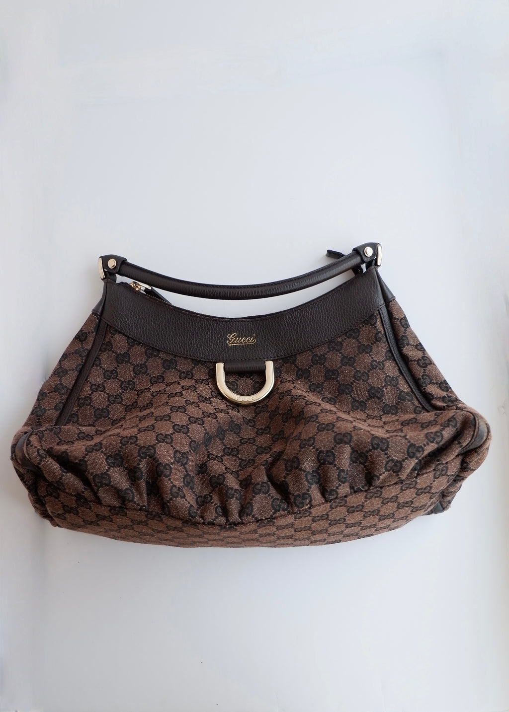 Authentic Preowned Gucci Brown GG Canvas/ Leather Hobo Shoulder Bag