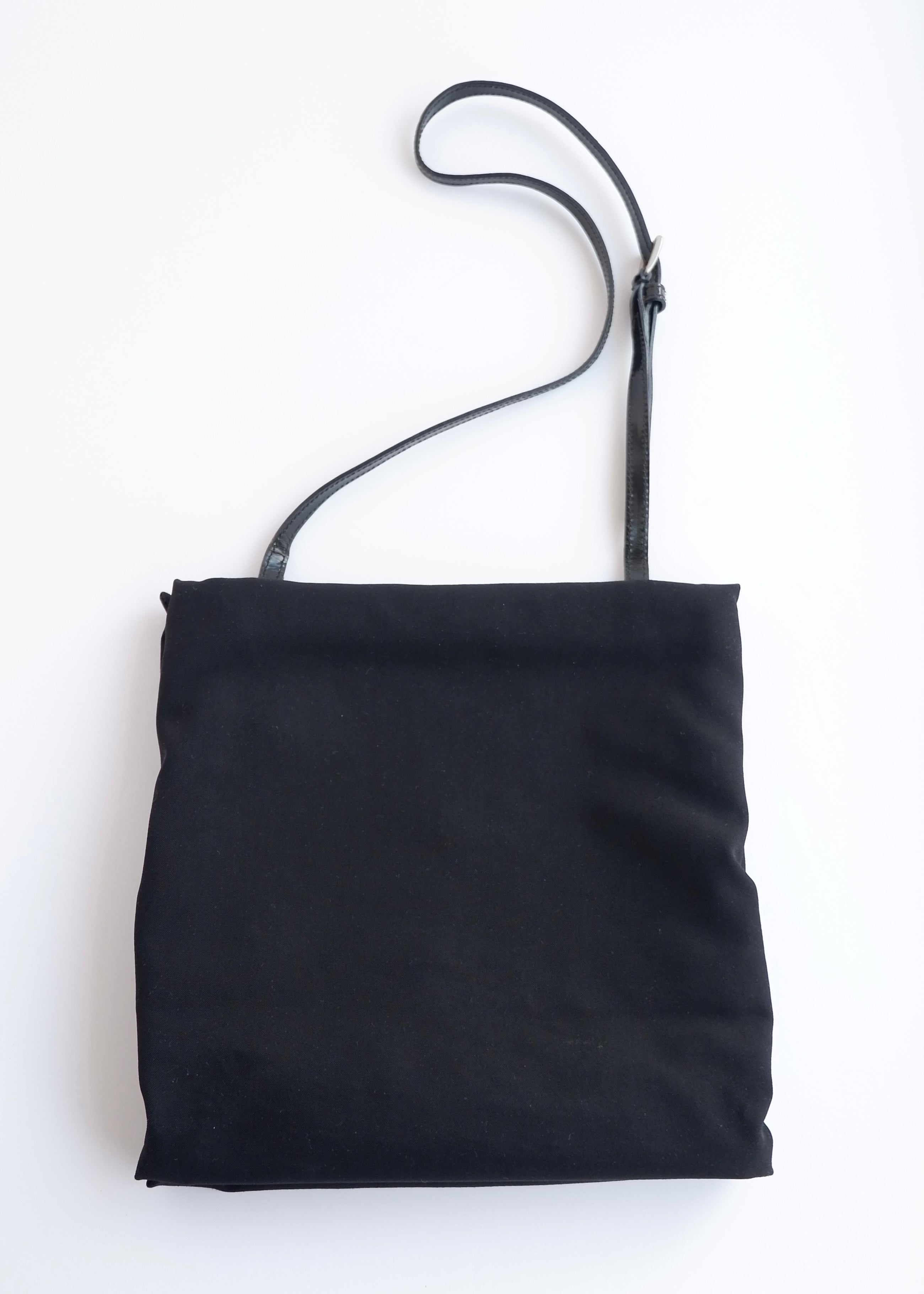 Authentic Preowned Prada Black Fabric Long Strap Kisslock Shoulder Bag