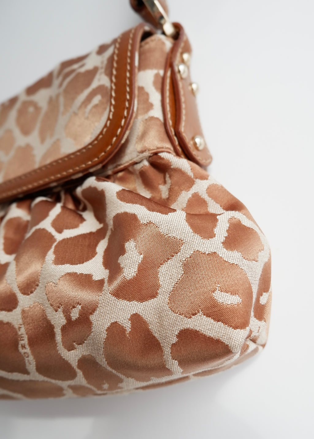 Authentic Preowned Fendi Brown Leopard Fabric Chef Shoulder Bag