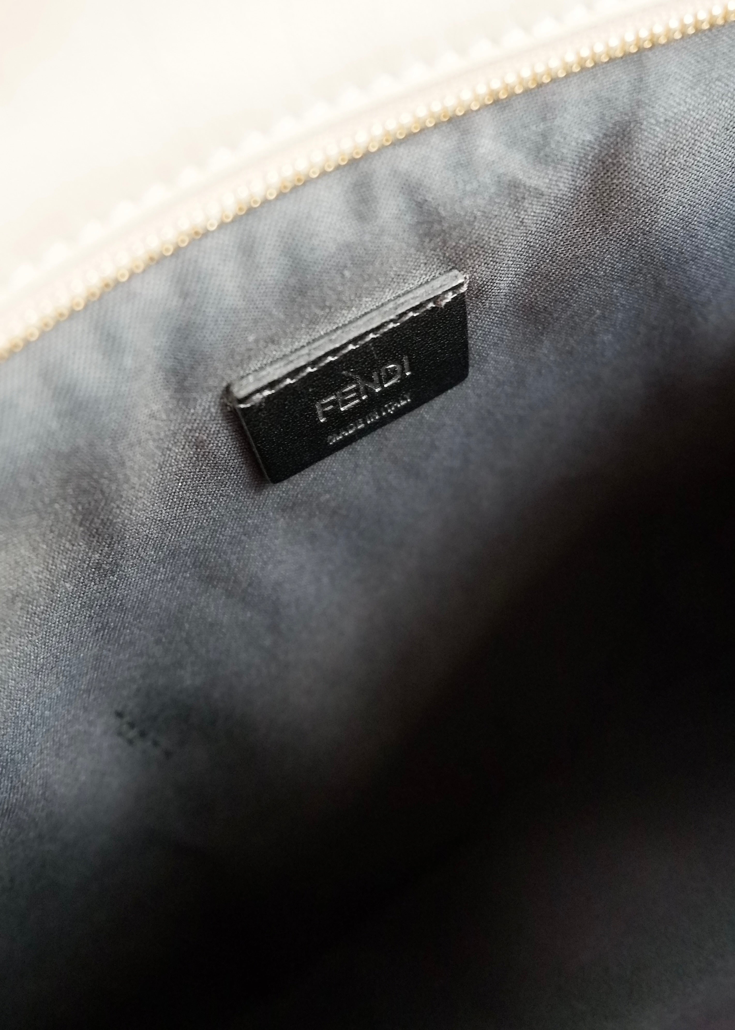 Pochette/Sac à main Fendi Pequin Stripe en toile et cuir marron, d'occasion, authentique