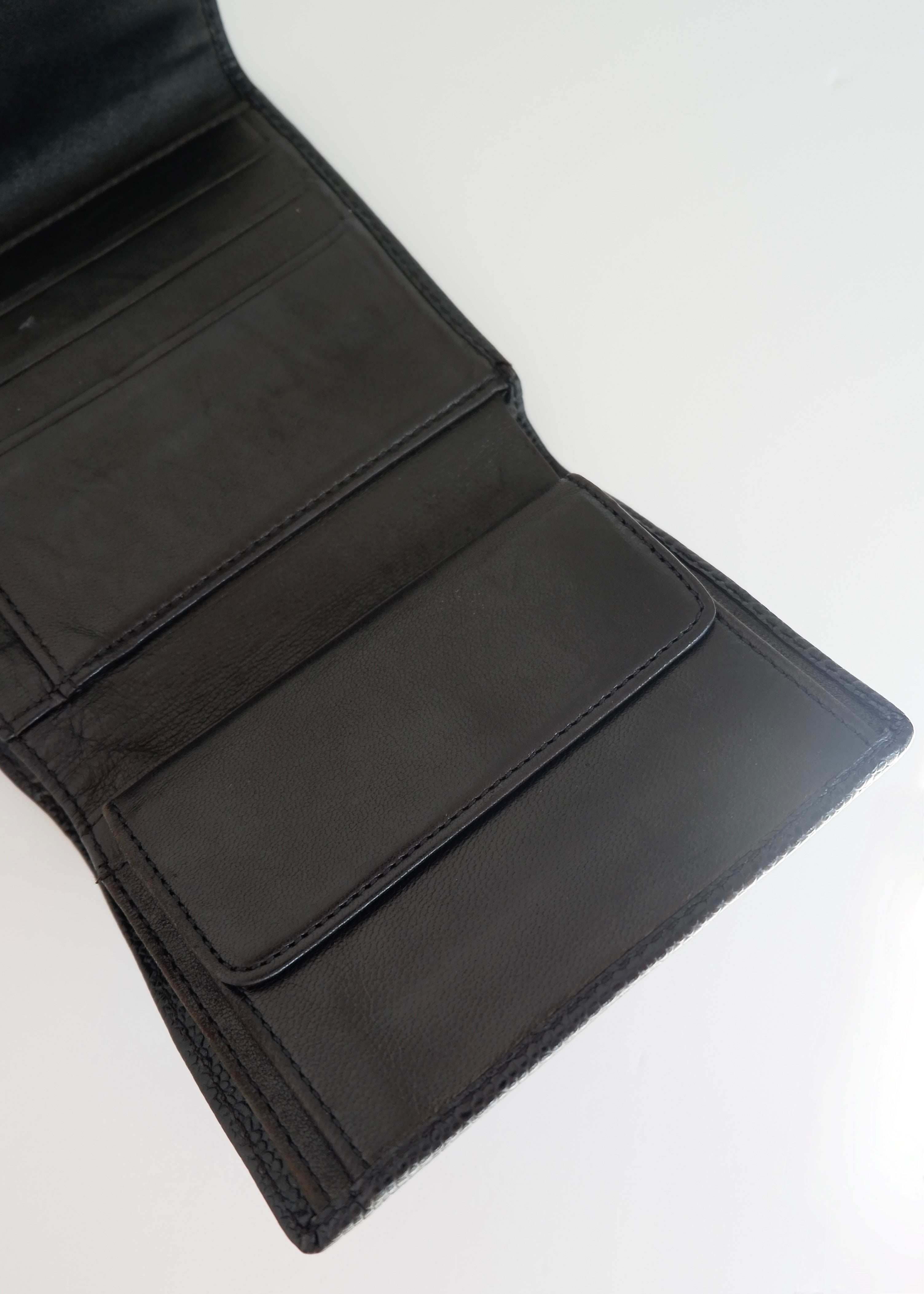 Preowned Chanel Black Caviar Leather Compact Wallet