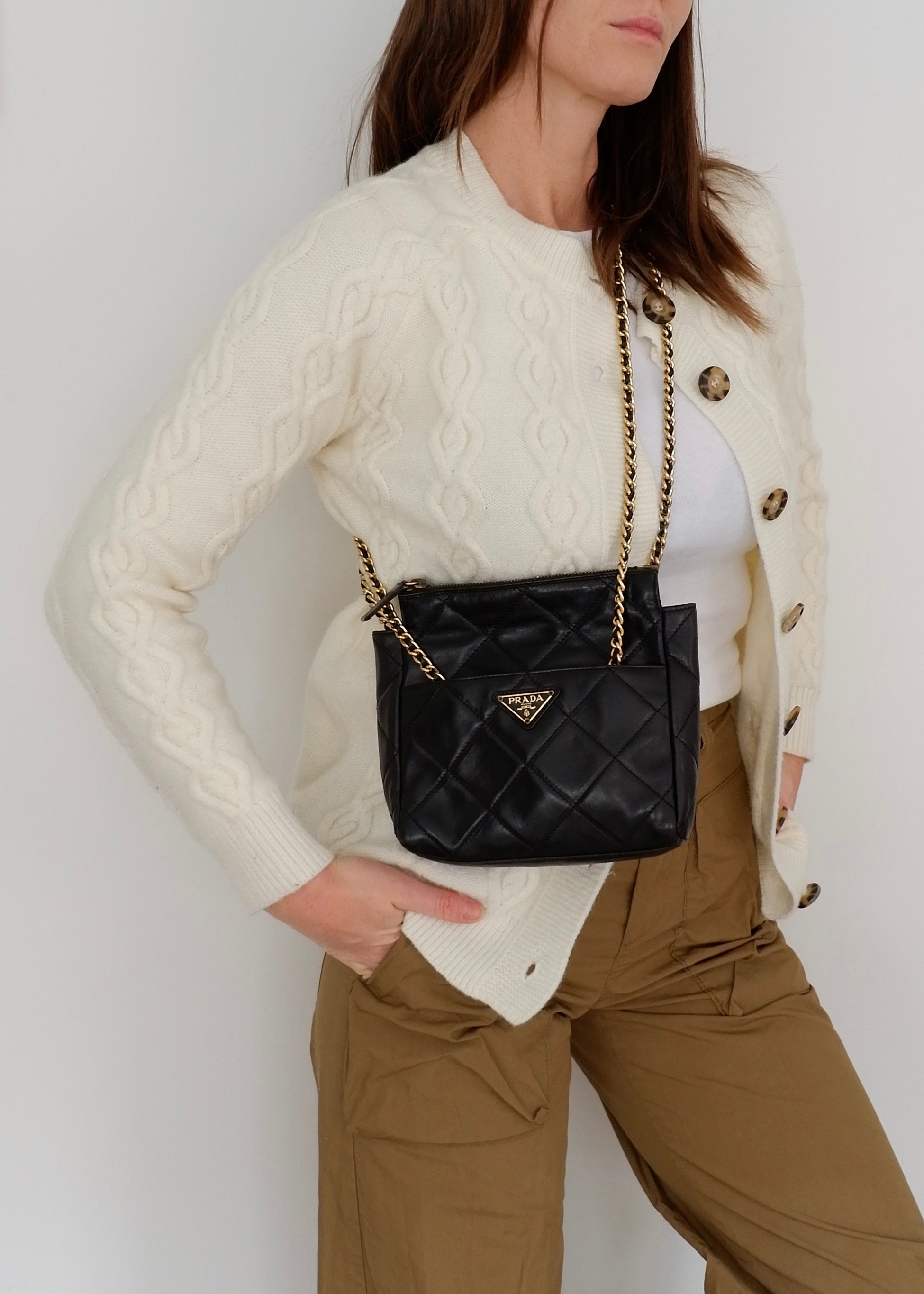 Authentic Preowned Prada Black Quilted Leather Chain Shoulder Bag