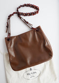 Authentic Preowned Prada Brown Leather Tortoise Chain Shoulder Bag