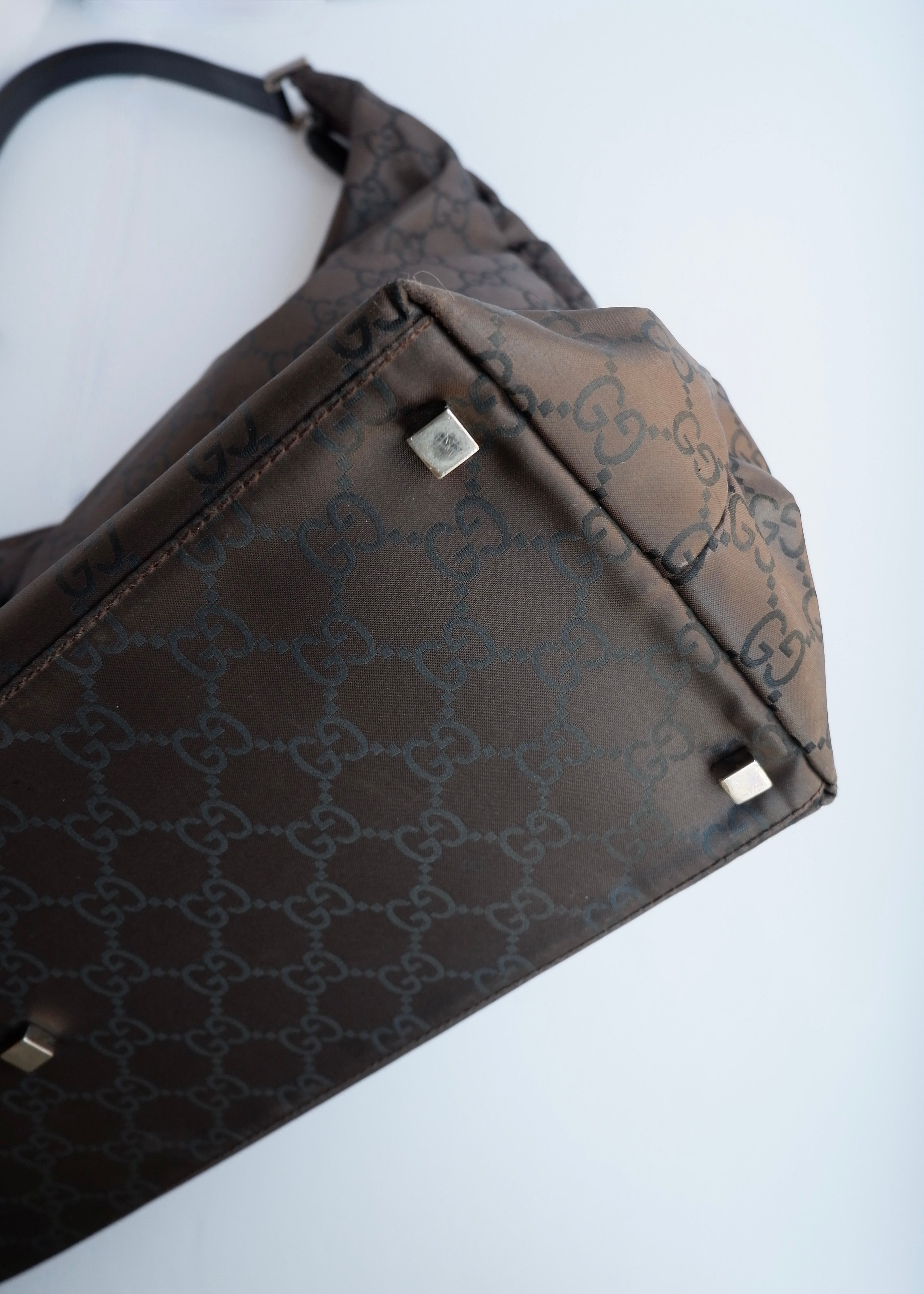Authentic Preowned Gucci Brown GG Nylon Extra Large Hobo Bag