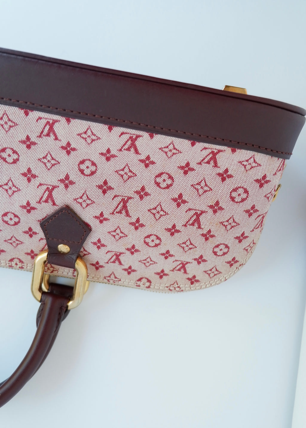 Authentic Preowned Louis Vuitton Burgundy Mini Lin Long Alma