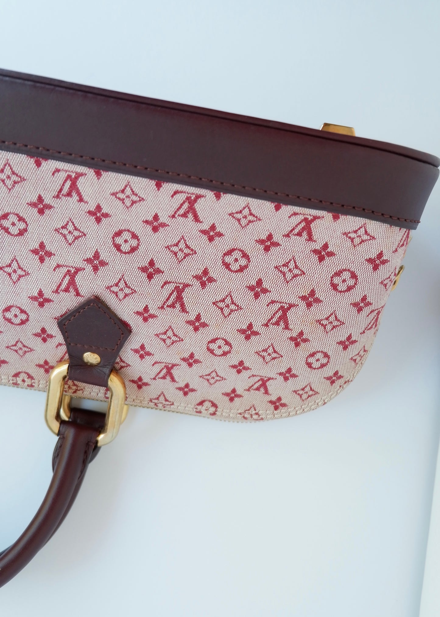 Authentic Preowned Louis Vuitton Burgundy Mini Lin Long Alma
