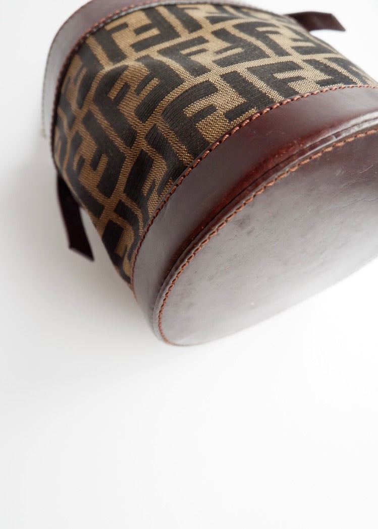 Authentic Preowned Vintage Fendi Brown Zucca Bucket Handbag