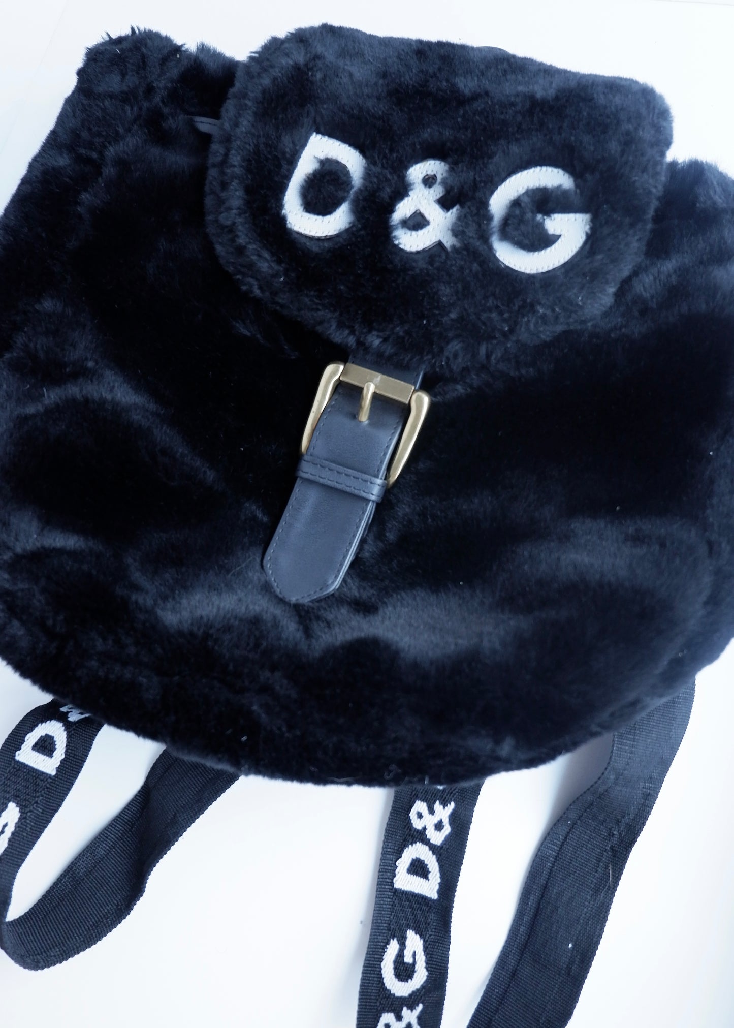 Authentic Preowned D&G Black/White Faux Fur Backpack