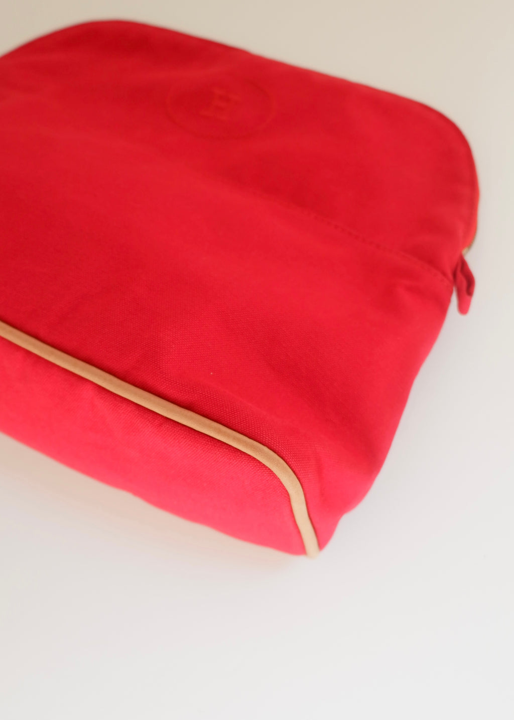 Preowned Hermes Red Canvas Boldie Cosmetic Bag
