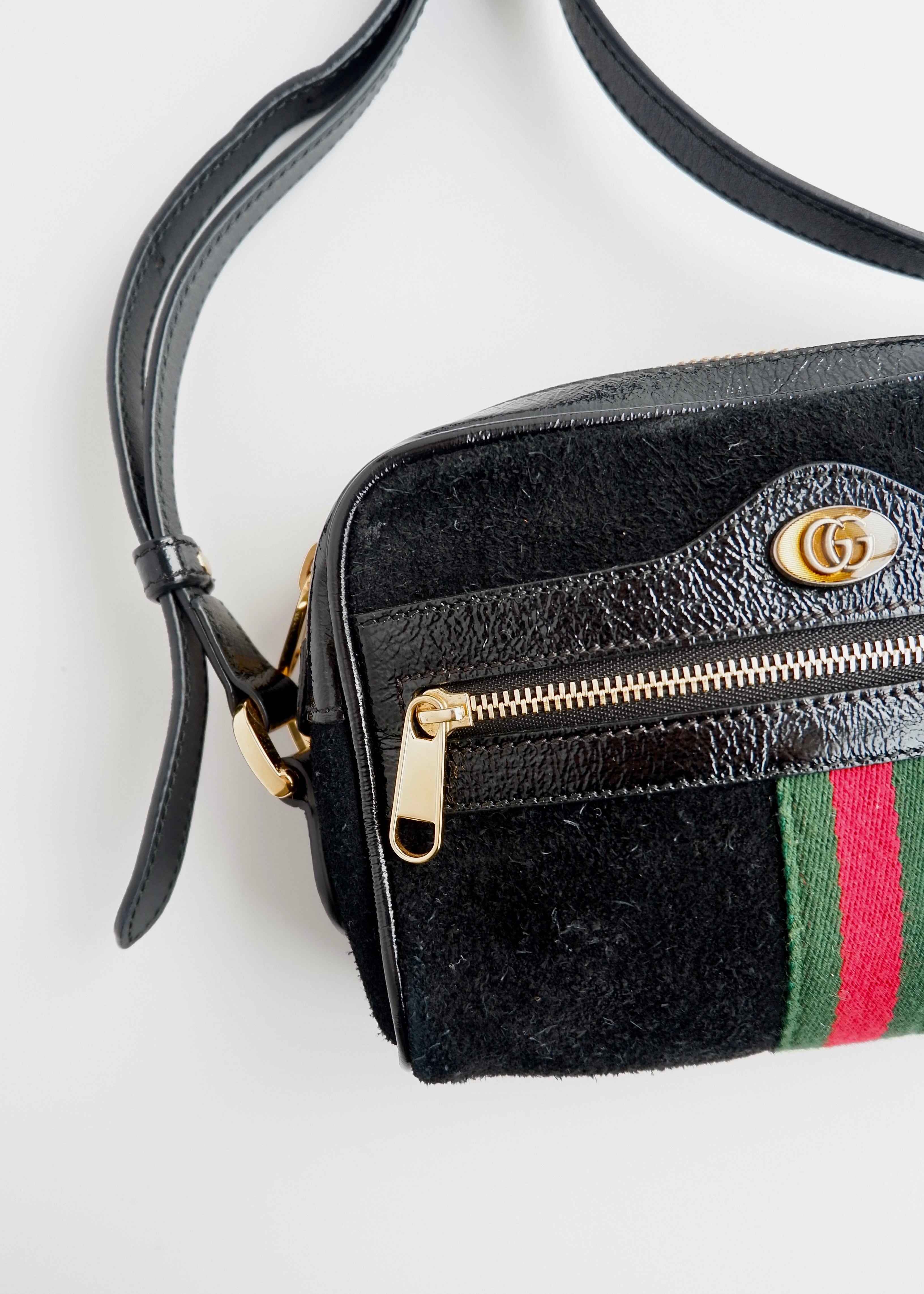 Authentic Preowned Gucci Black Suede Ophidia Mini Crossbody Bag