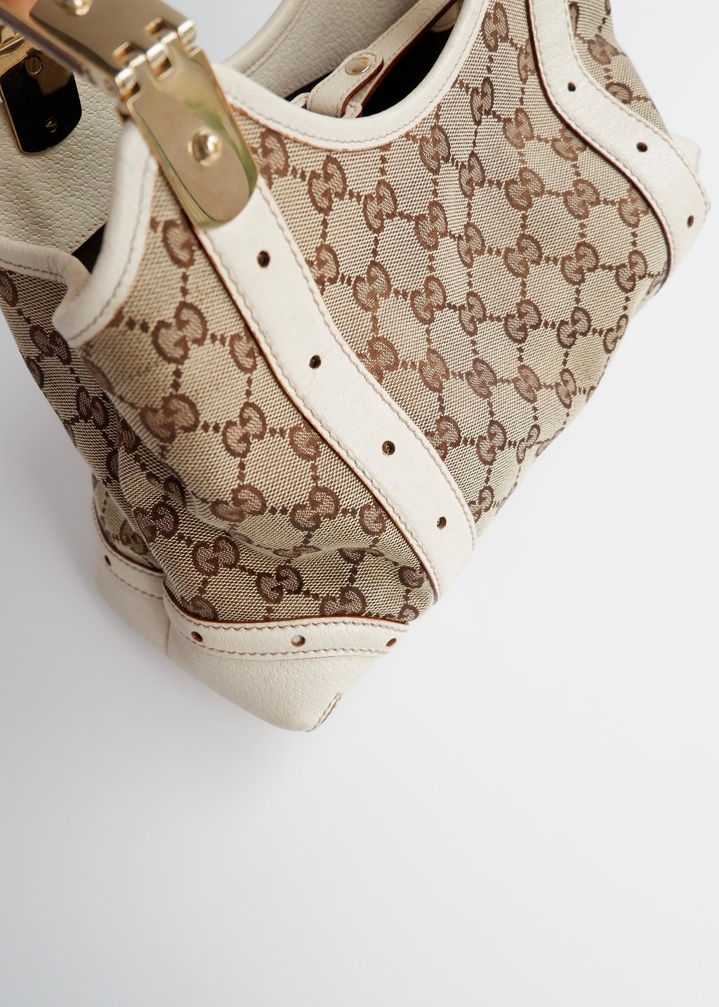 Authentic Preowned Gucci White GG Canvas/Leather Small Shoulder Bag