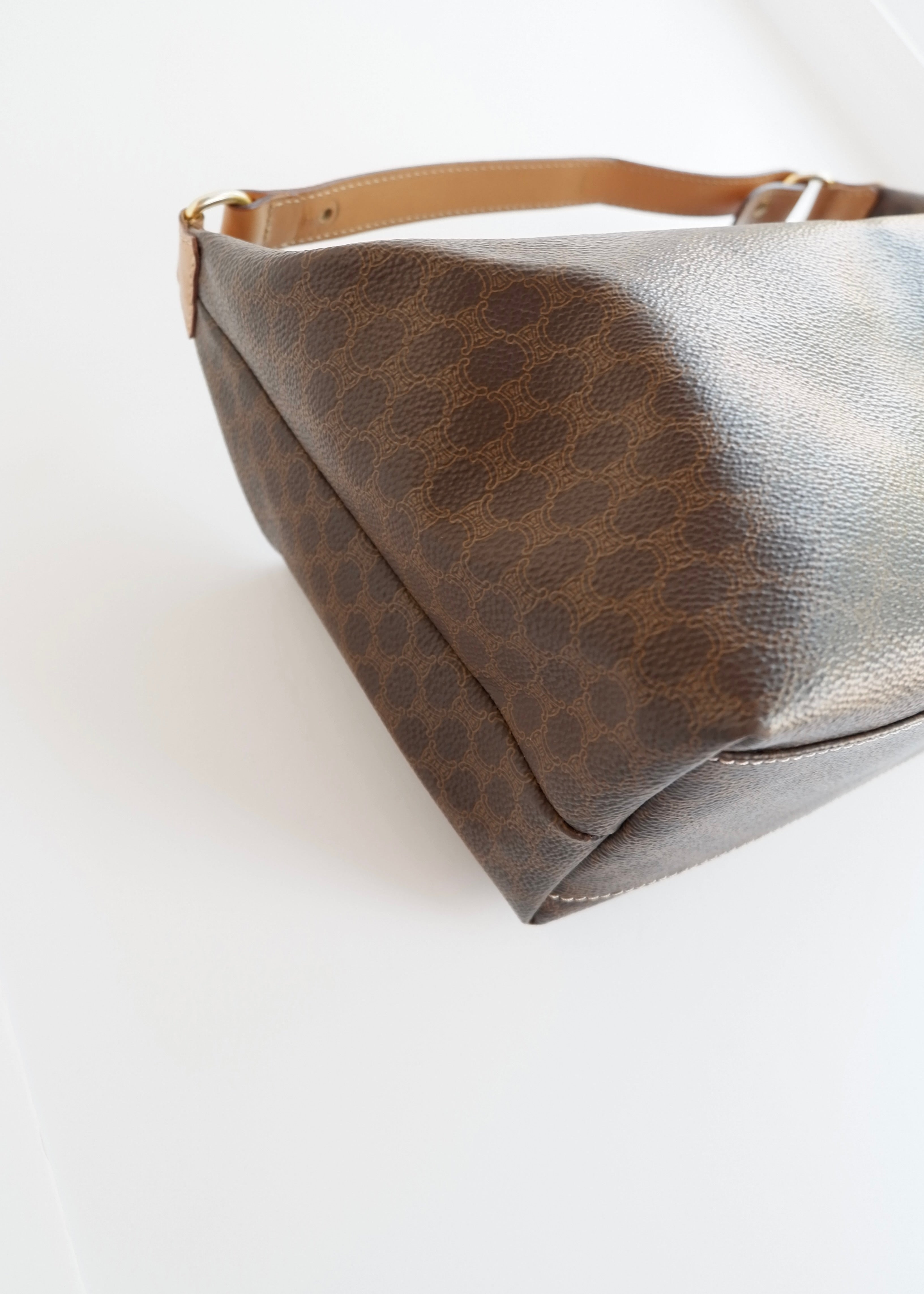Preowned Vintage Celine Brown Macadam Print Shoulder Bag