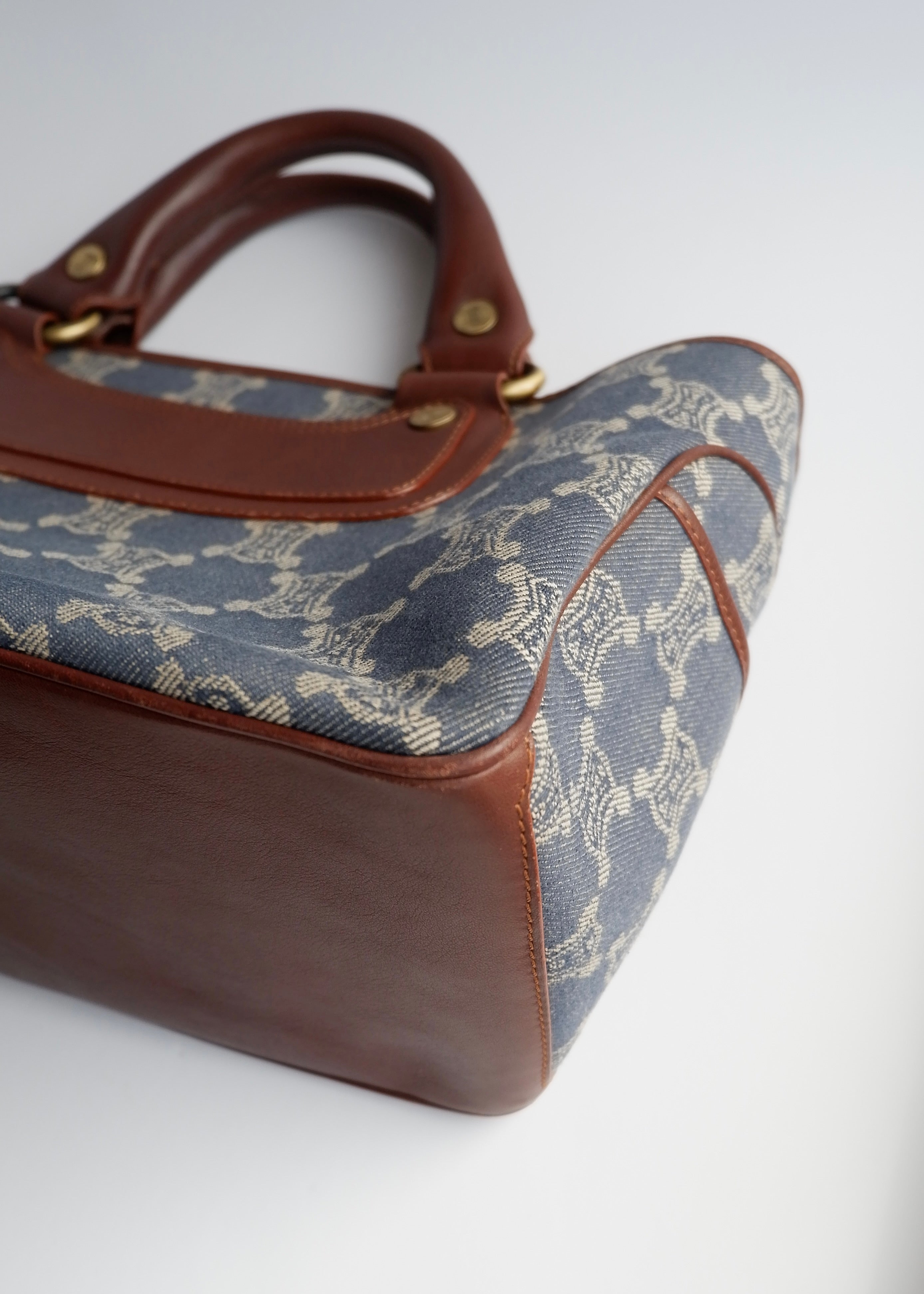 Authentic Preowned Vintage Celine Blue Denim Triomphe Boogie Bag