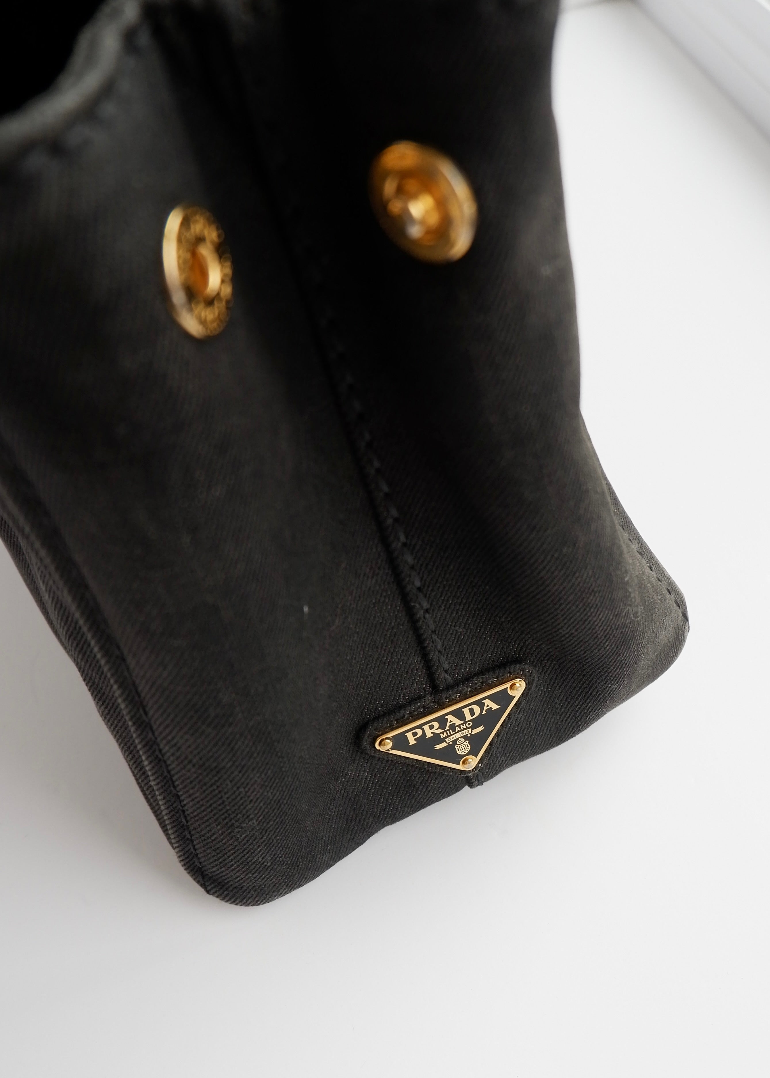 Authentic Preowned Prada Black Denim Canapa Tote w/ Strap