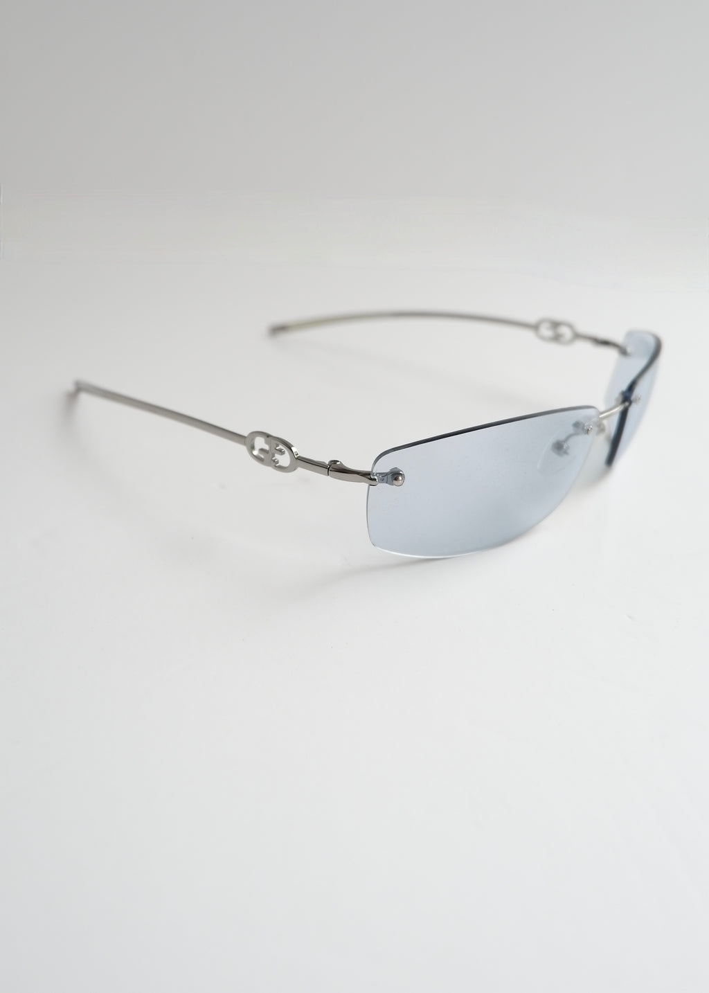 Authentic Preowned Vintage Gucci Light Blue Clear Lense Sunglases