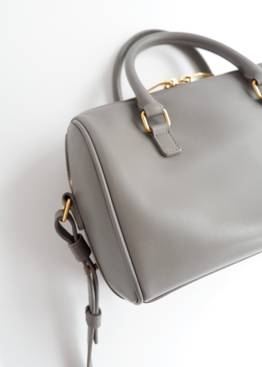 Authentic Preowned Saint Laurent Grey Leather Baby Two Way Duffle