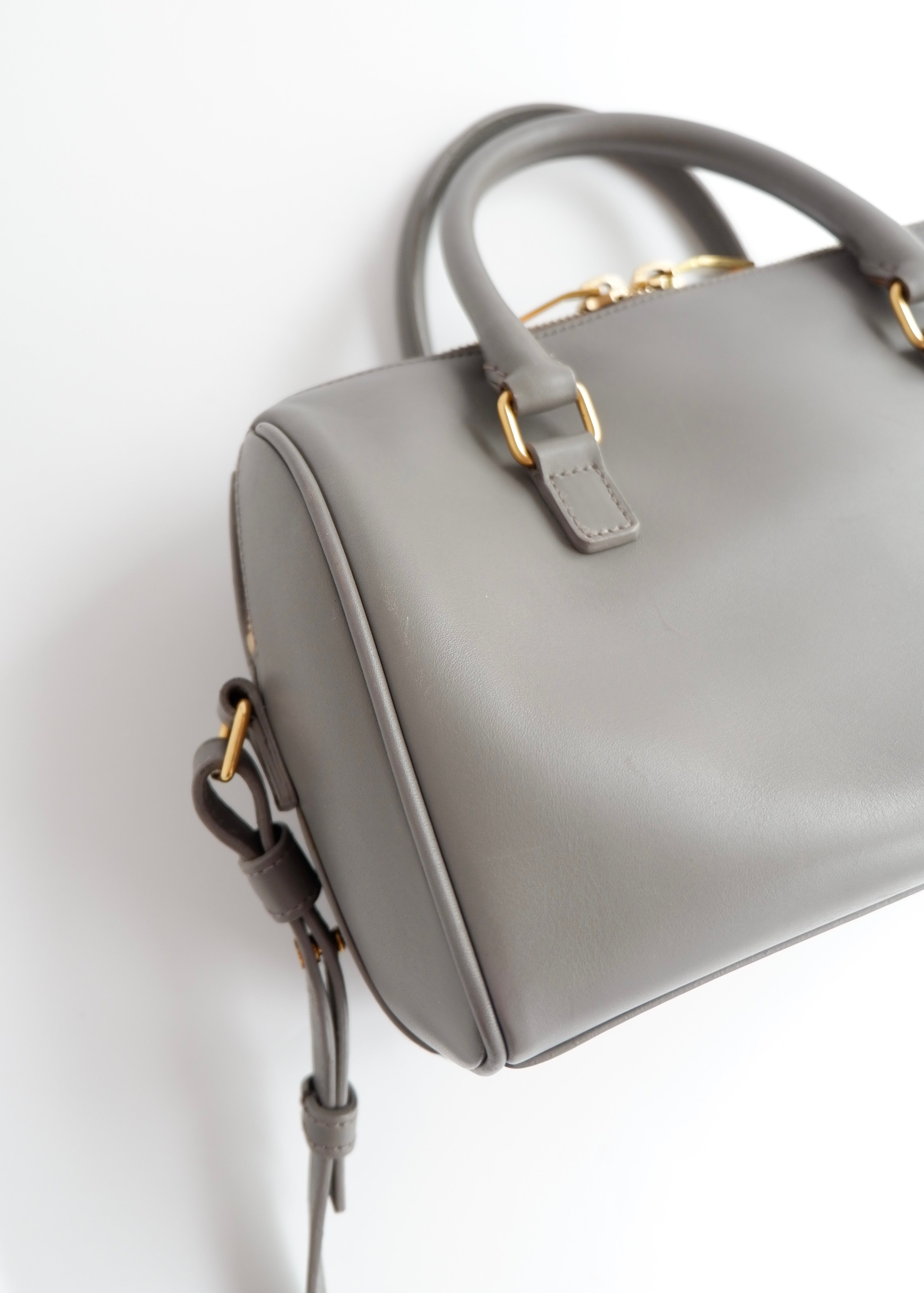 Authentic Preowned Saint Laurent Grey Leather Baby Two Way Duffle