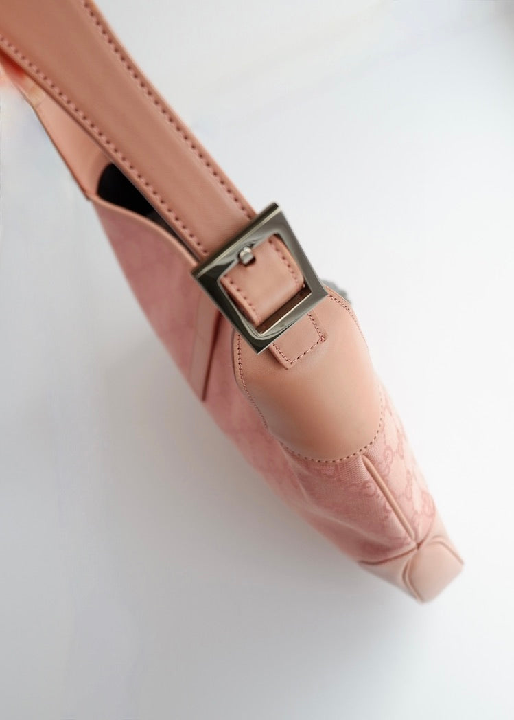 Authentic Preowned Gucci Pink GG Canvas/Leather Jackie Shoulder Bag