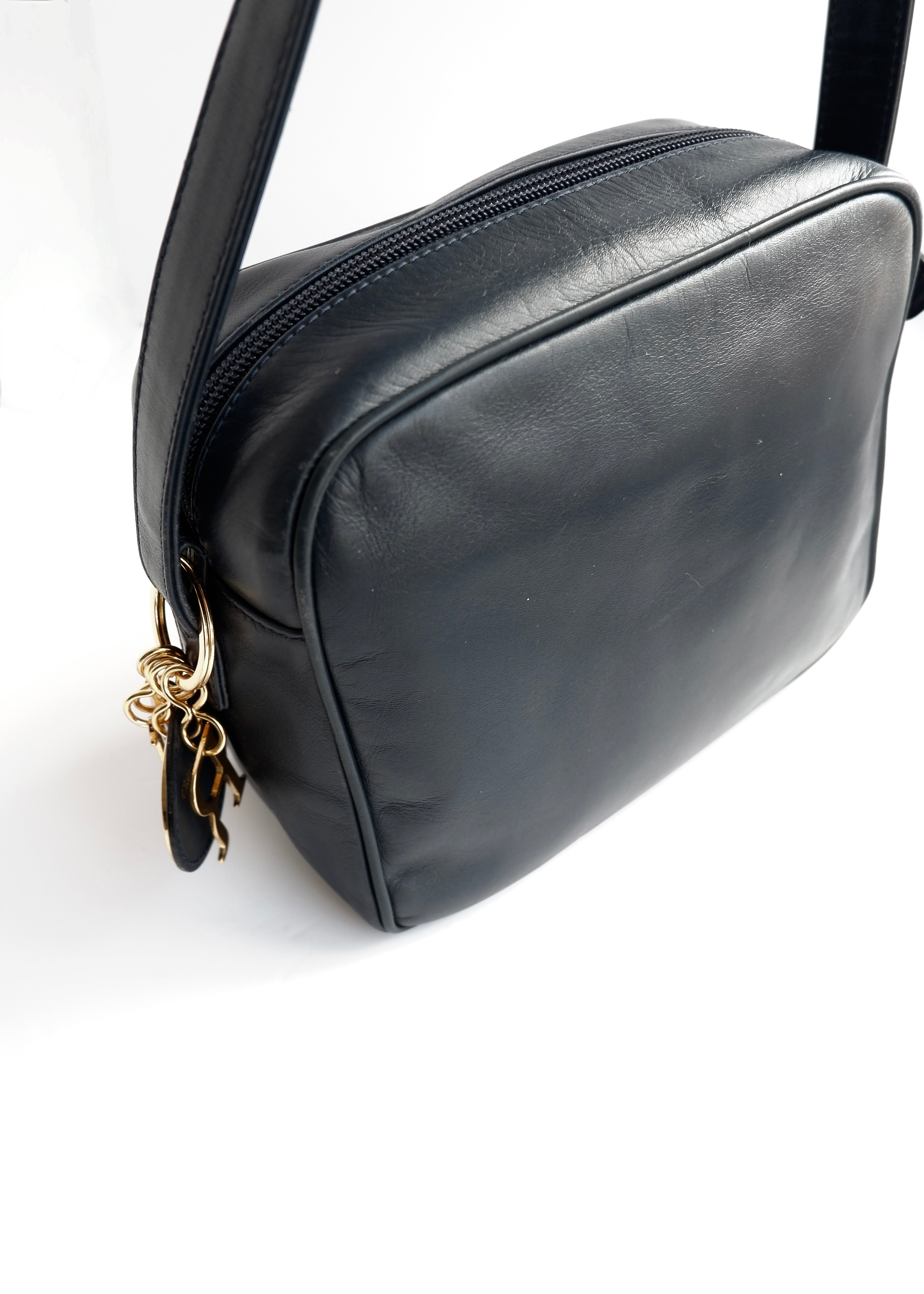 Authentic Preowned Vintage Christian Dior Navy Leather Crossbody Bag