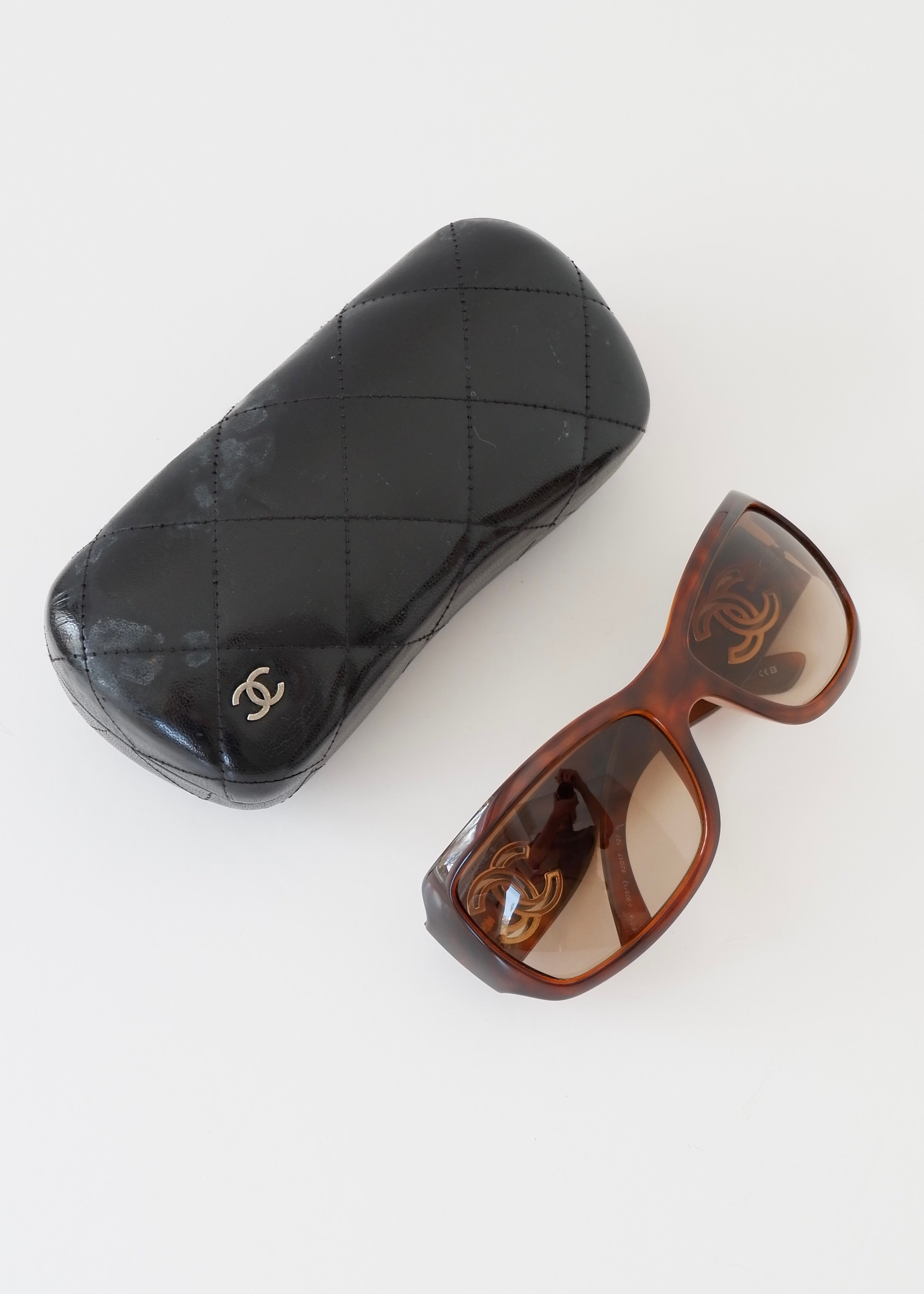 Authentic Preowned Chanel Brown Tortoise Square Frame CC Logo Sunglasses