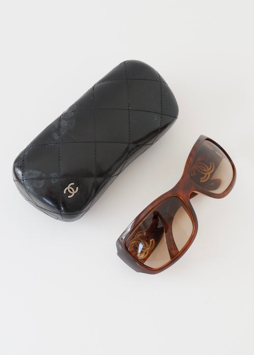 Authentic Preowned Chanel Brown Tortoise Square Frame CC Logo Sunglasses