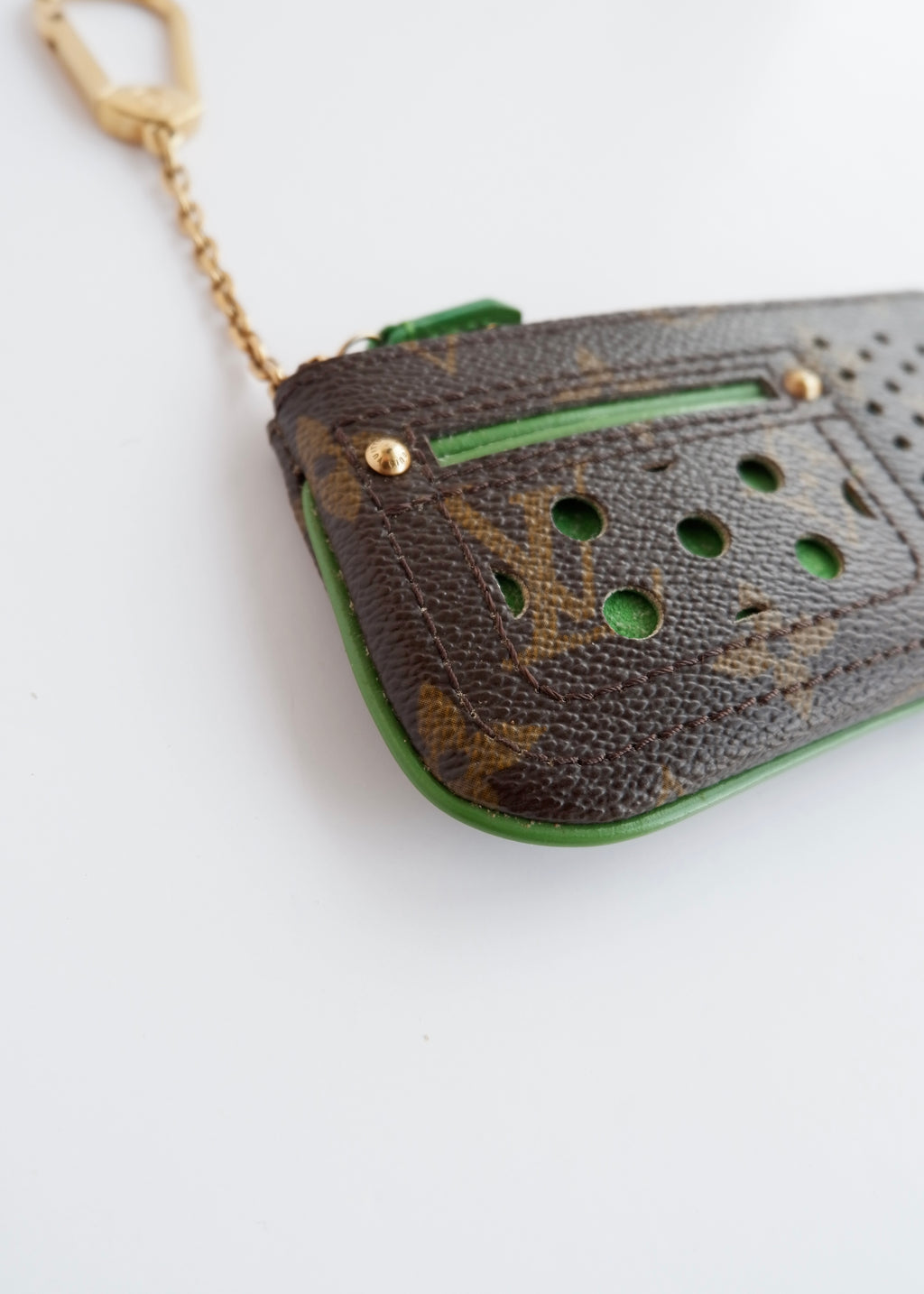 Authentic Preowned Louis Vuitton Limited Edition Monogram Green Perforated Pochette Cle