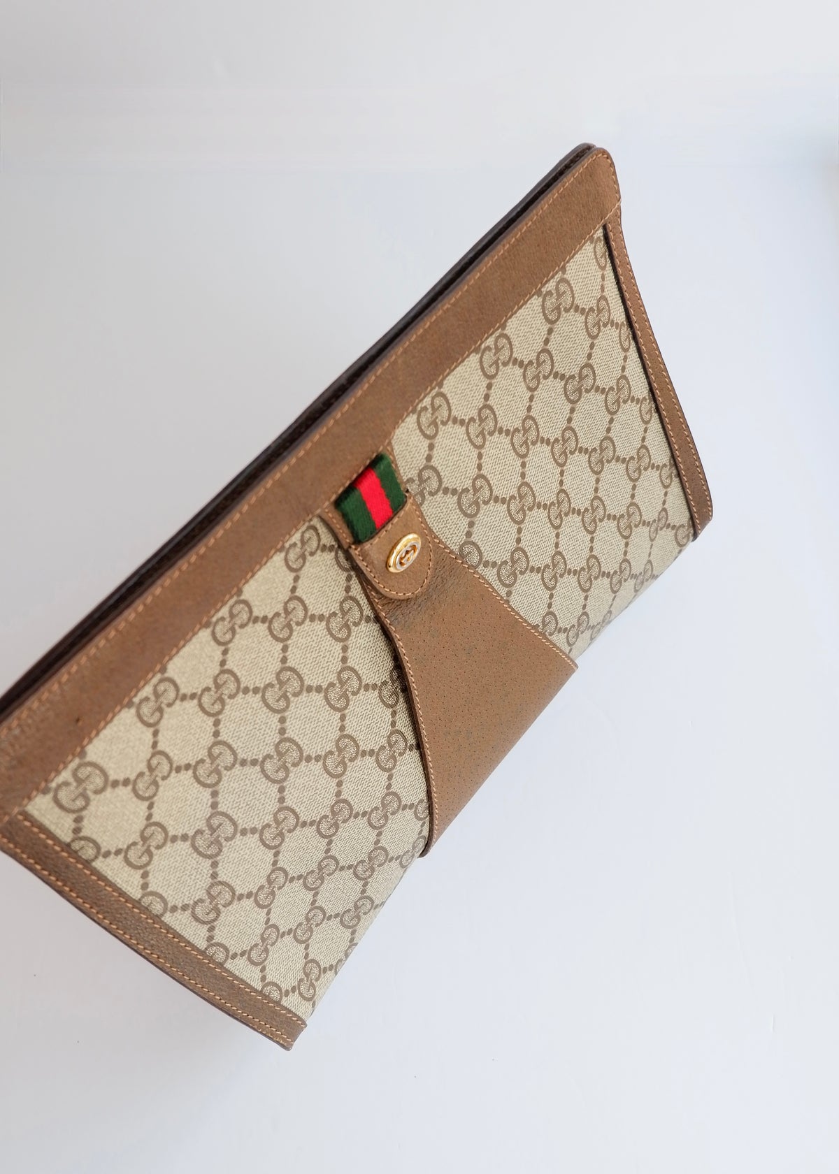 Preowned Vintage Gucci Brown GG Coated Canvas Clutch