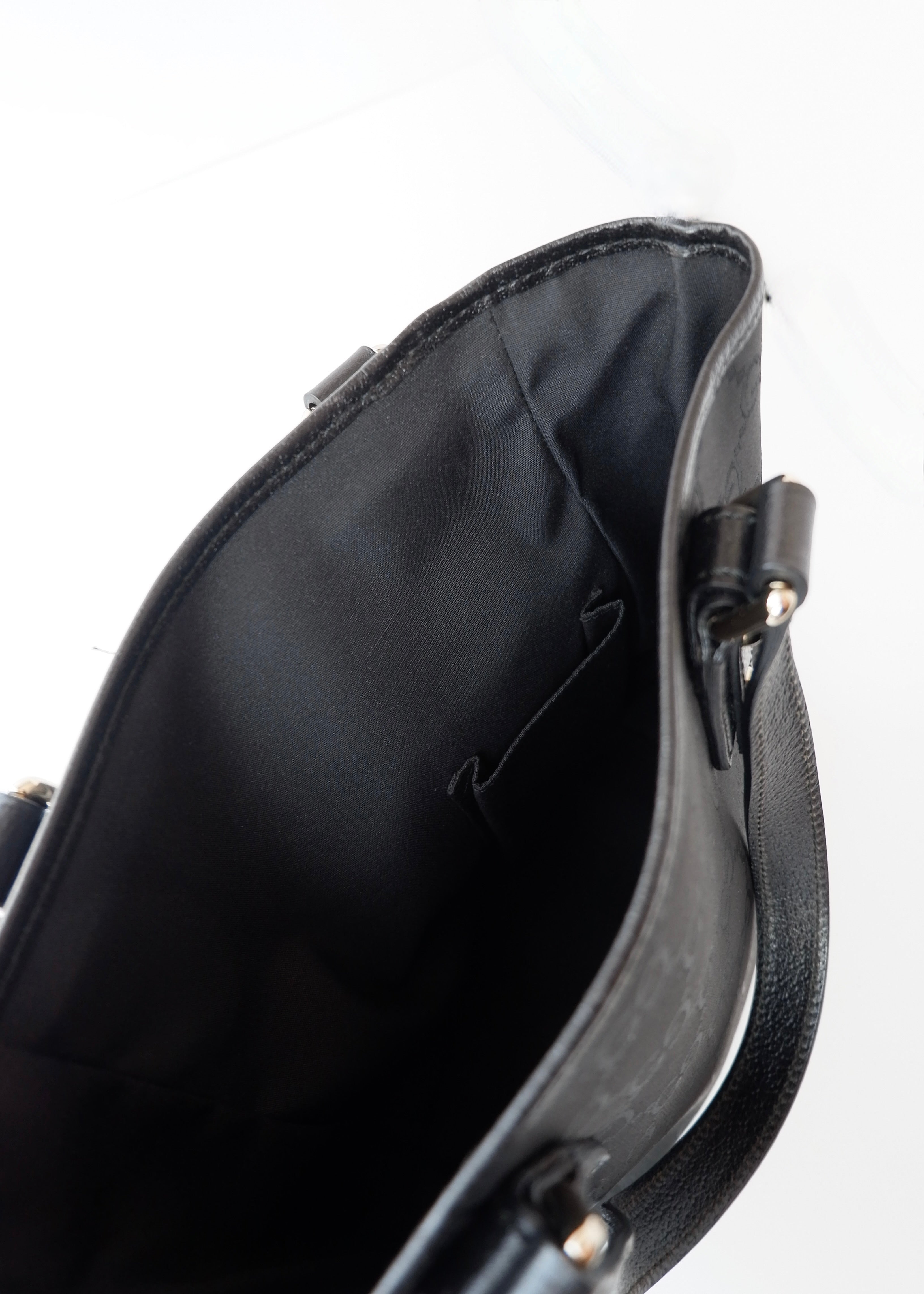 Preowned Gucci Black Large GG Canvas/Leather Shoulder Tote