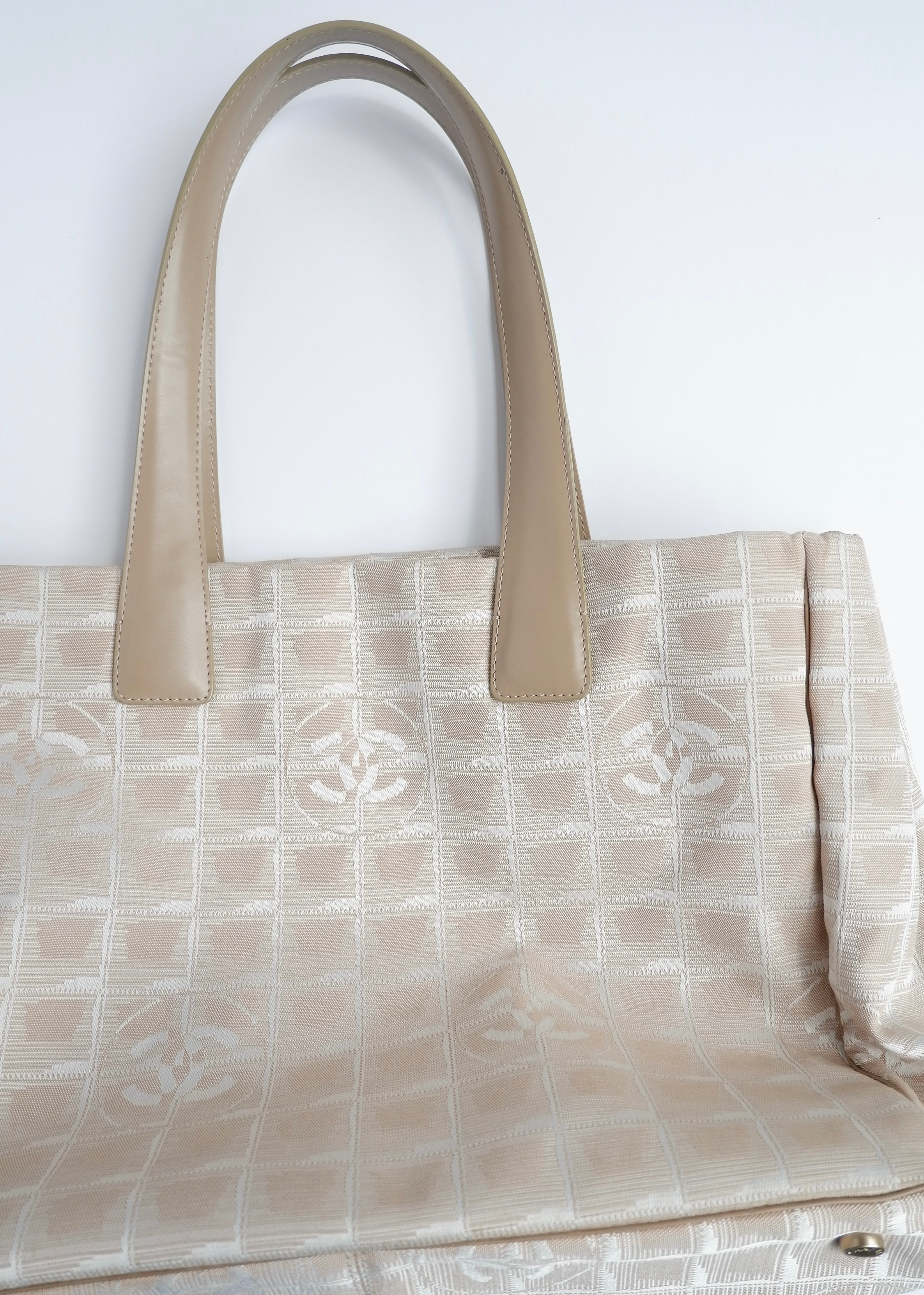 Authentic Preowned Chanel Beige Canvas/ Leather Travel Line Tote Bag