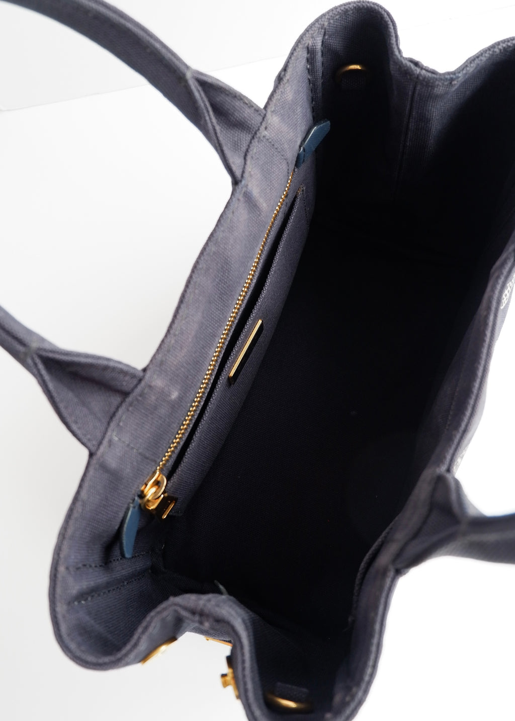 Authentic Preowned Prada Navy Canvas Canapa Two Way Bag