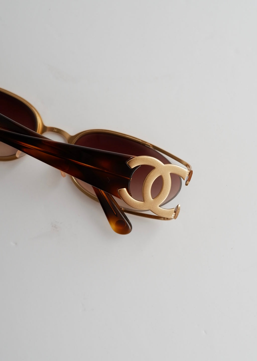 Authentic Preowned Vintage Chanel Brown Tortoise Aviator Style Sunglasses