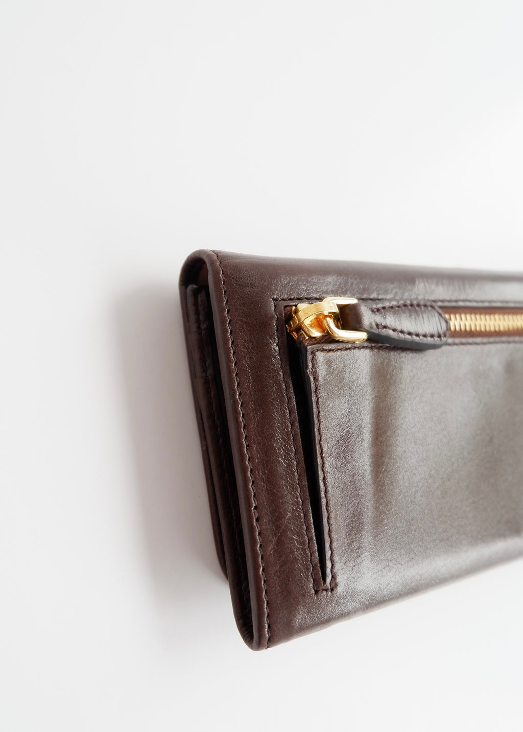 Authentic Preowned Prada Dark Brown Leather Long Wallet
