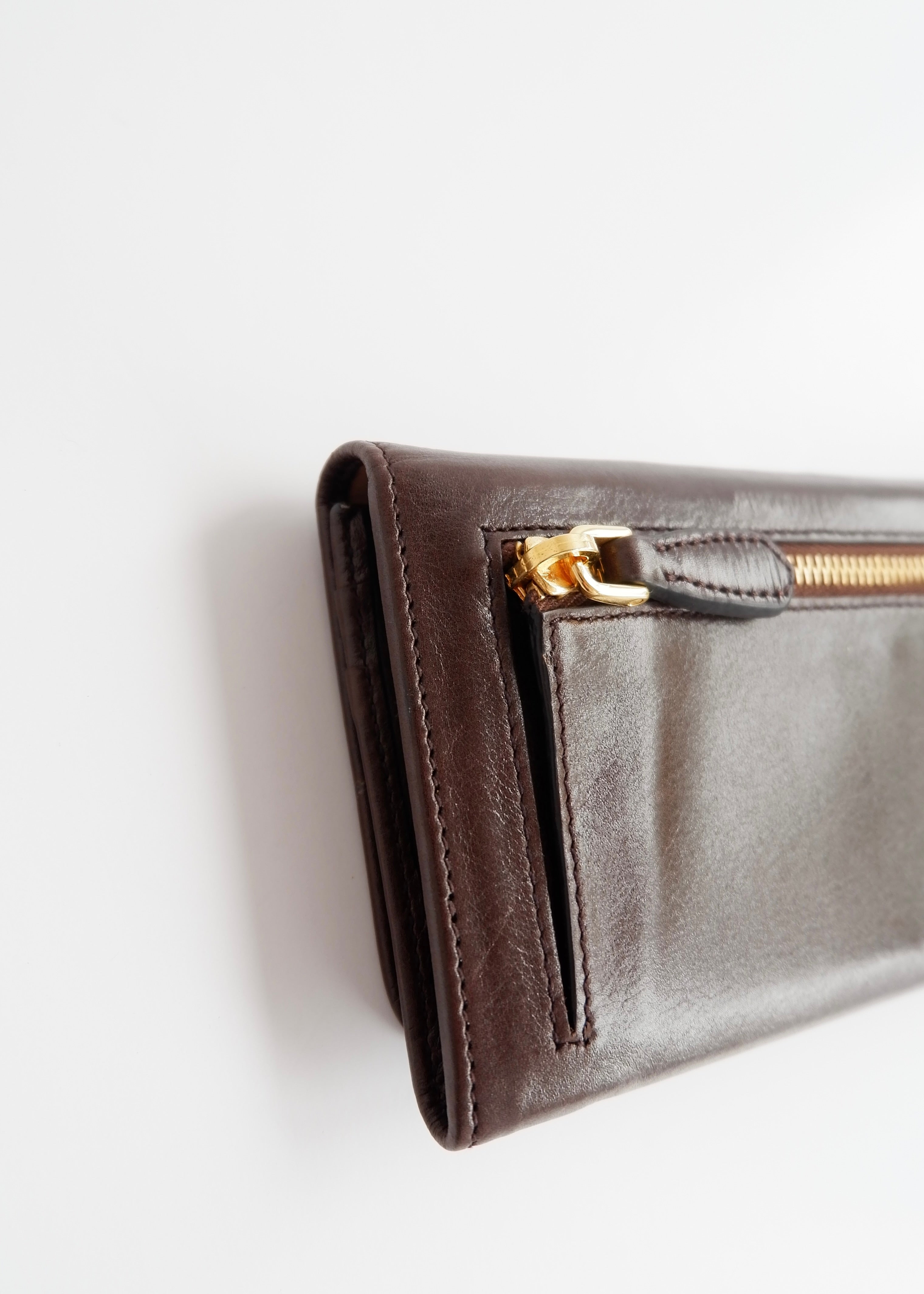Authentic Preowned Prada Dark Brown Leather Long Wallet