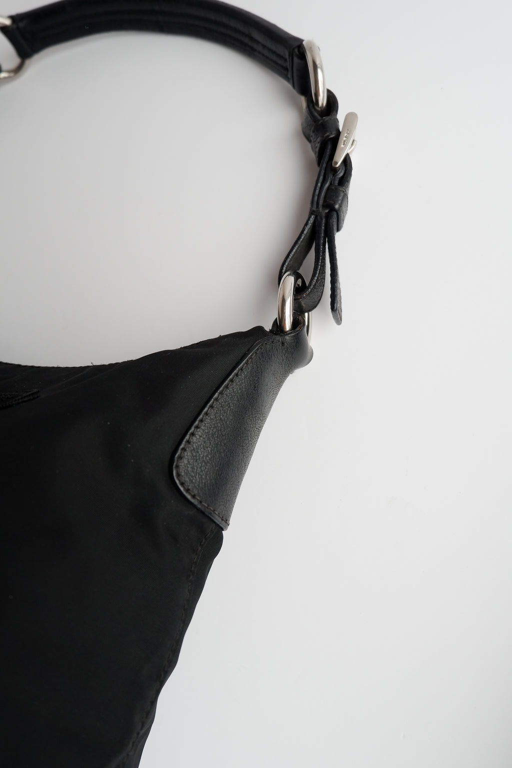Authentic Preowned Prada Black Nylon Embroidered Hobo Shoulder Bag