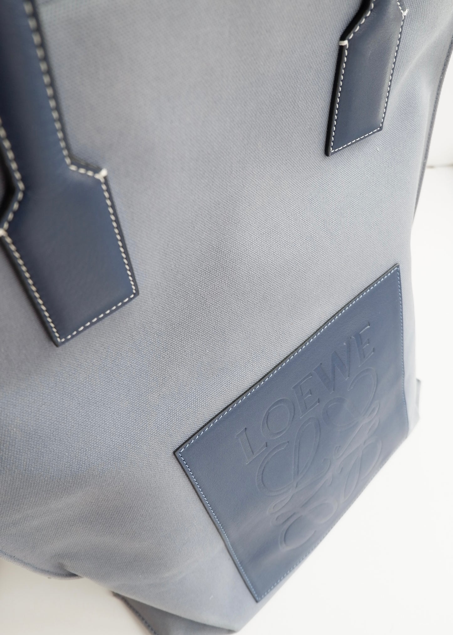 Authentic Preowned Loewe Blue Canvas/Leather Tote Bag