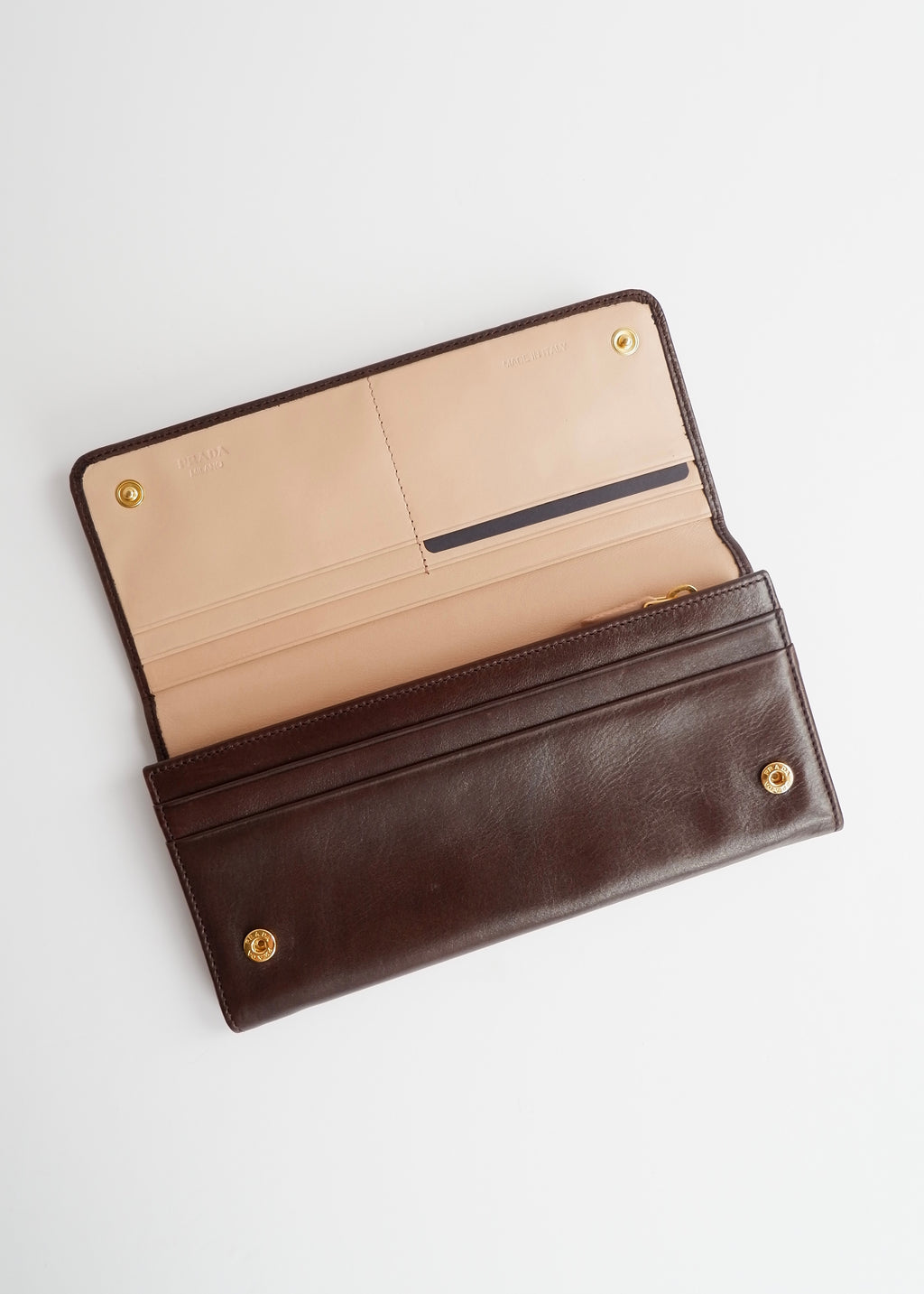 Authentic Preowned Prada Dark Brown Leather Long Wallet