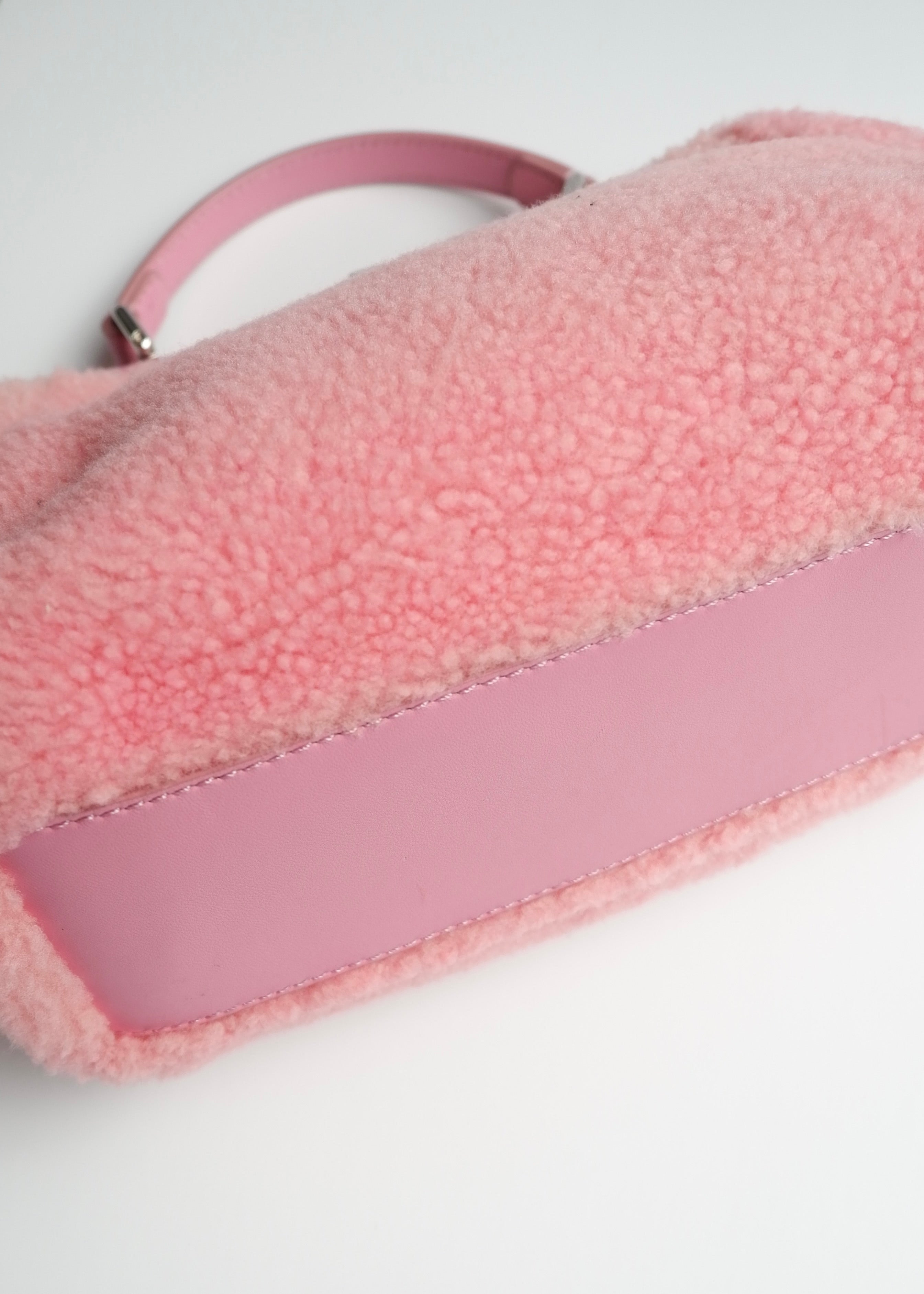 Authentic Preowned Fendi Pink Shearling and Leather Small Peekaboo Bag