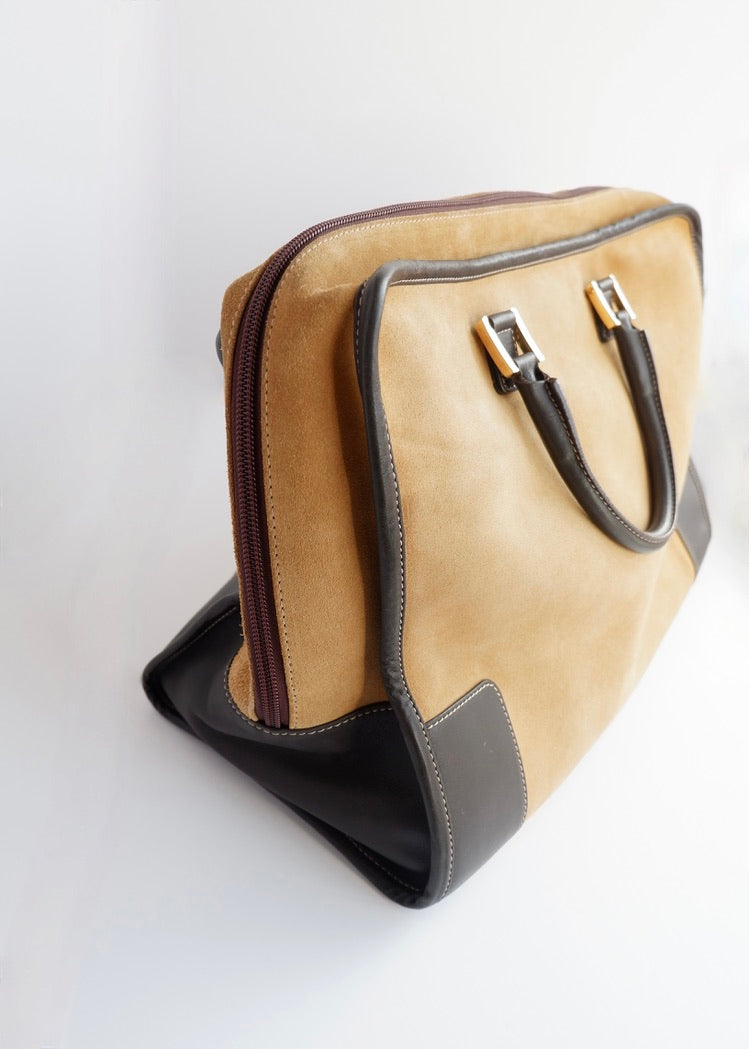 Sac à main Loewe Amazona Grand Modèle en Daim Marron Authentique d'Occasion