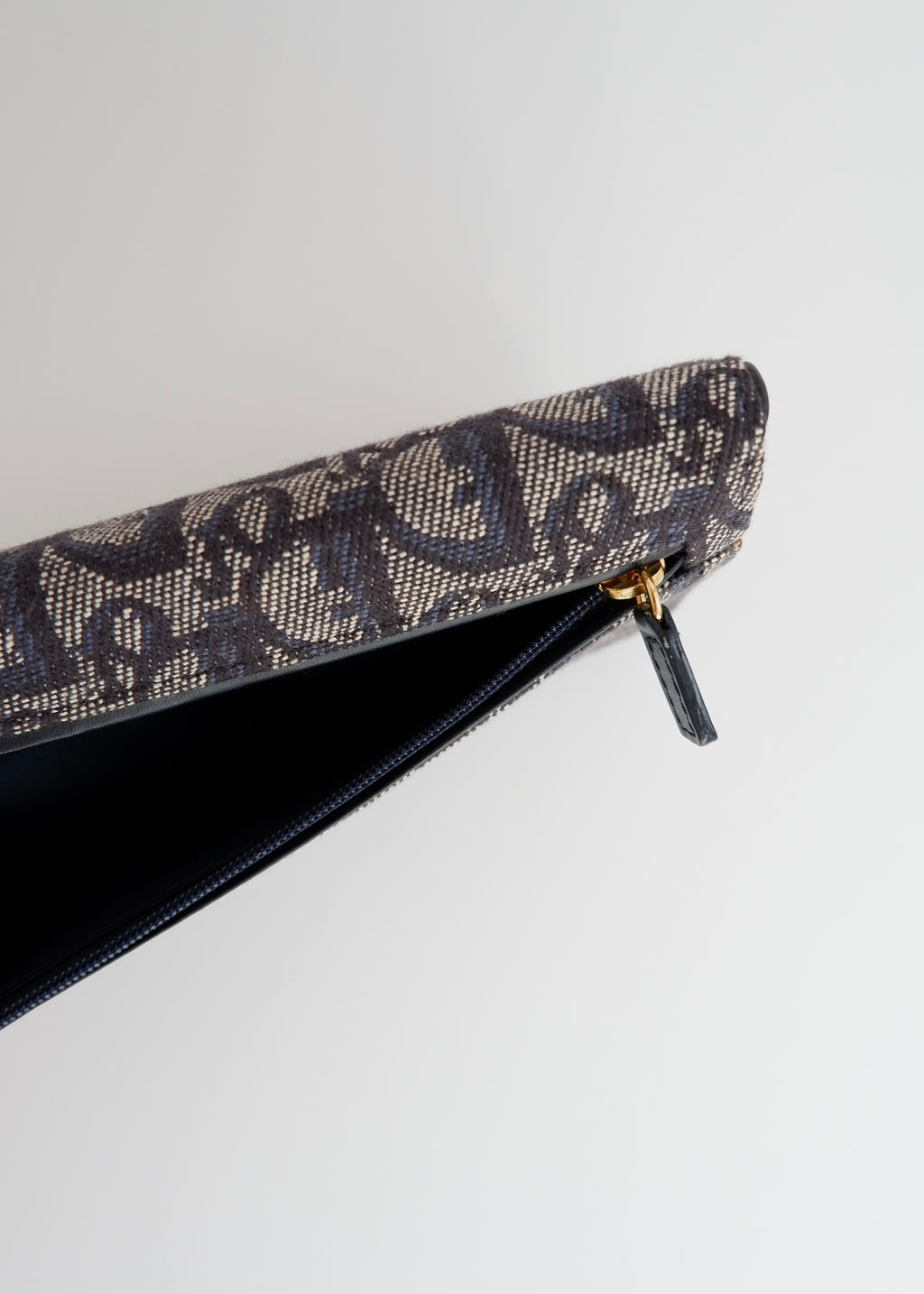 Portefeuille Dior authentique d'occasion en toile trotteur bleu marine