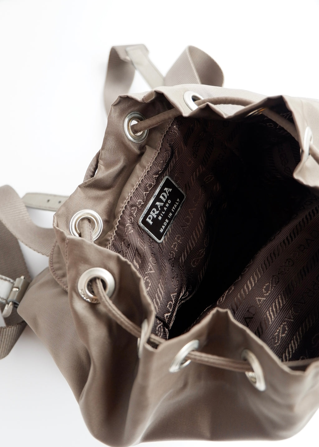 Preowned Prada Khaki Nylon Small Backpack
