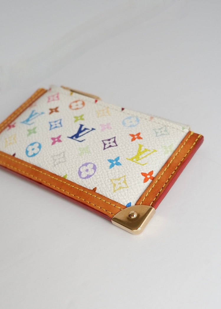 Authentique Louis Vuitton White Multi Pochette Clé d'occasion
