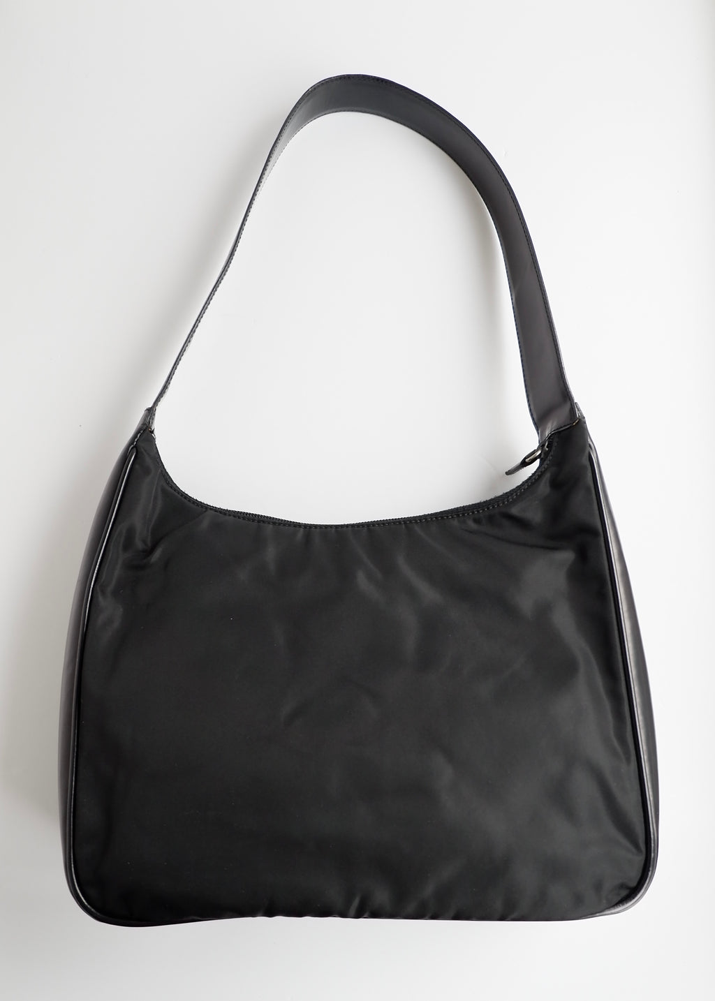 Preowned Prada Black Nylon/ Patent Leather Hobo Shoulder Bag